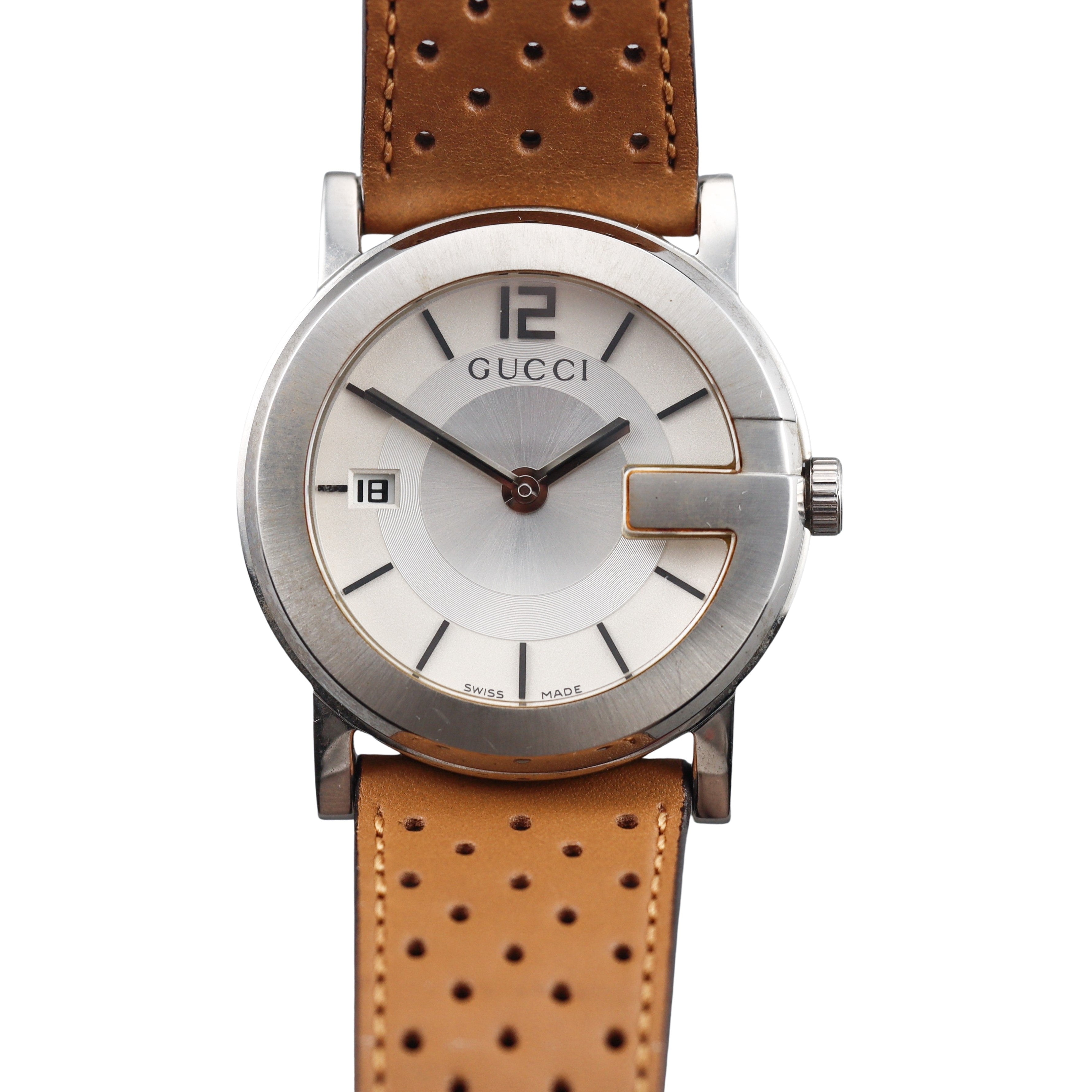 Gucci G Round Silver Dial Steel Watch YA101401