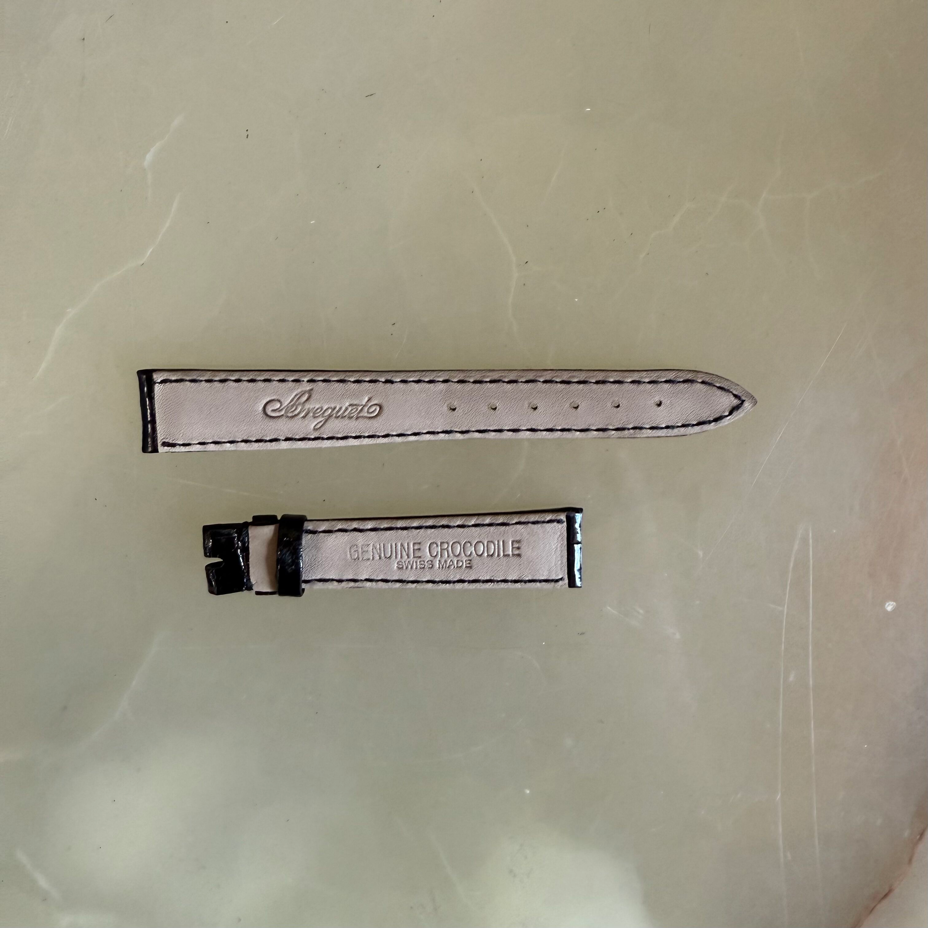 Authentic Breguet Black Crocodile Watch Strap Band 15mm Padded & Stitched