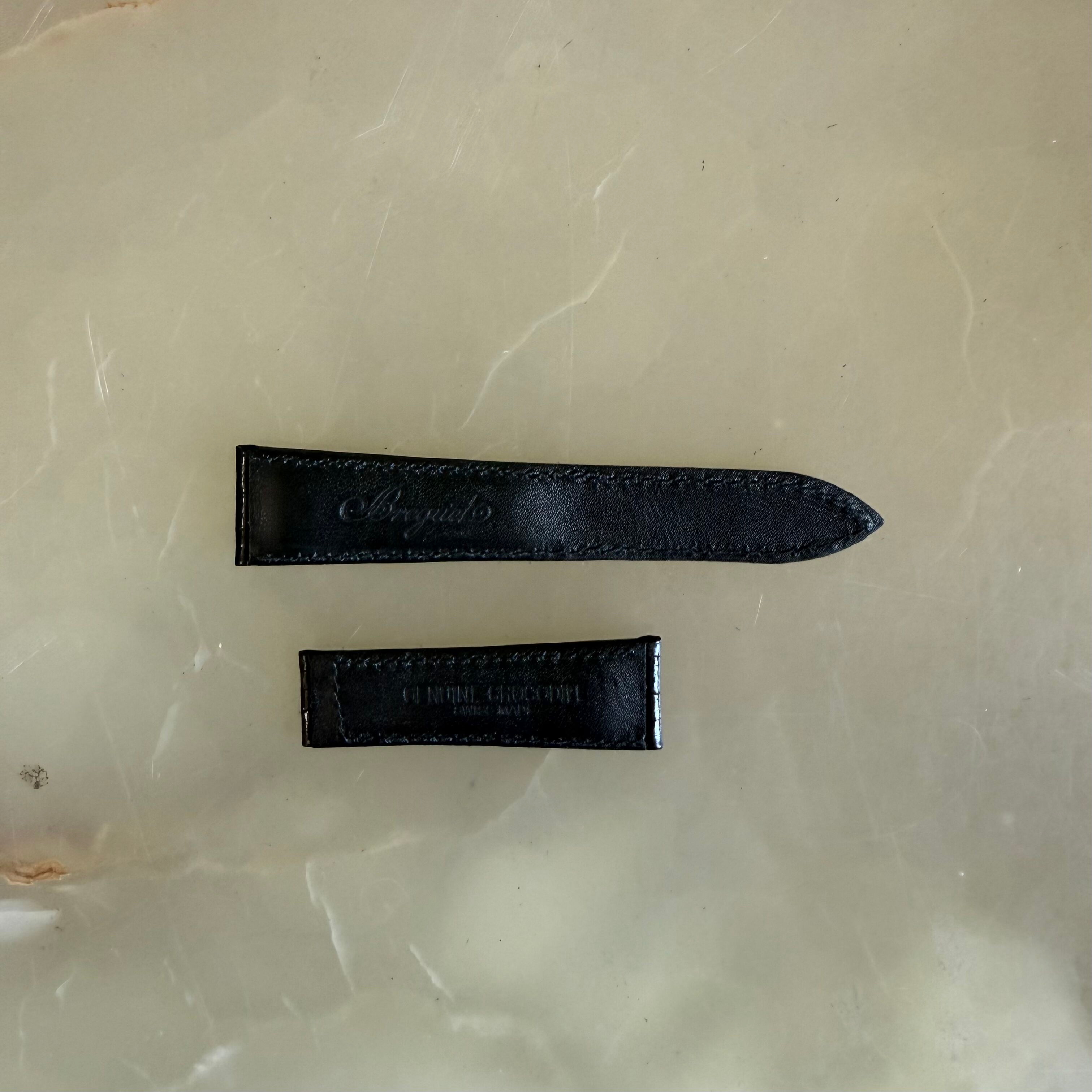 Authentic Breguet Black Crocodile Watch Strap Band 19mm Padded & Stitched