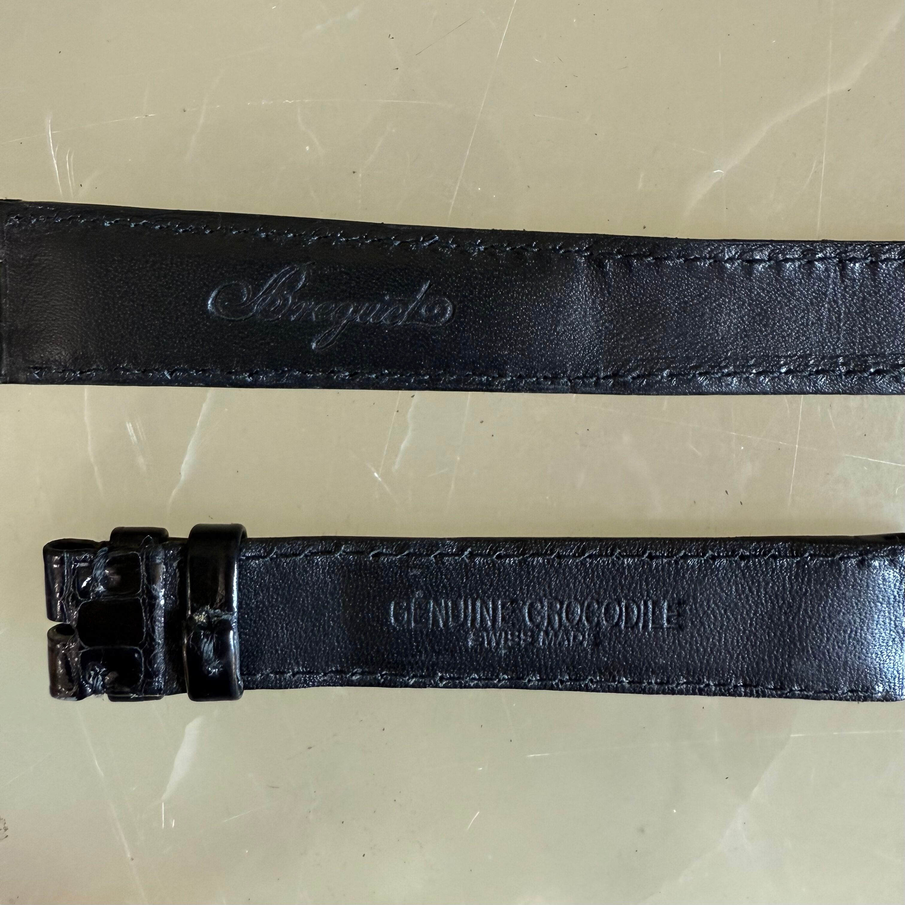 Authentic Breguet Black Crocodile Watch Strap Band 18mm Padded & Stitched