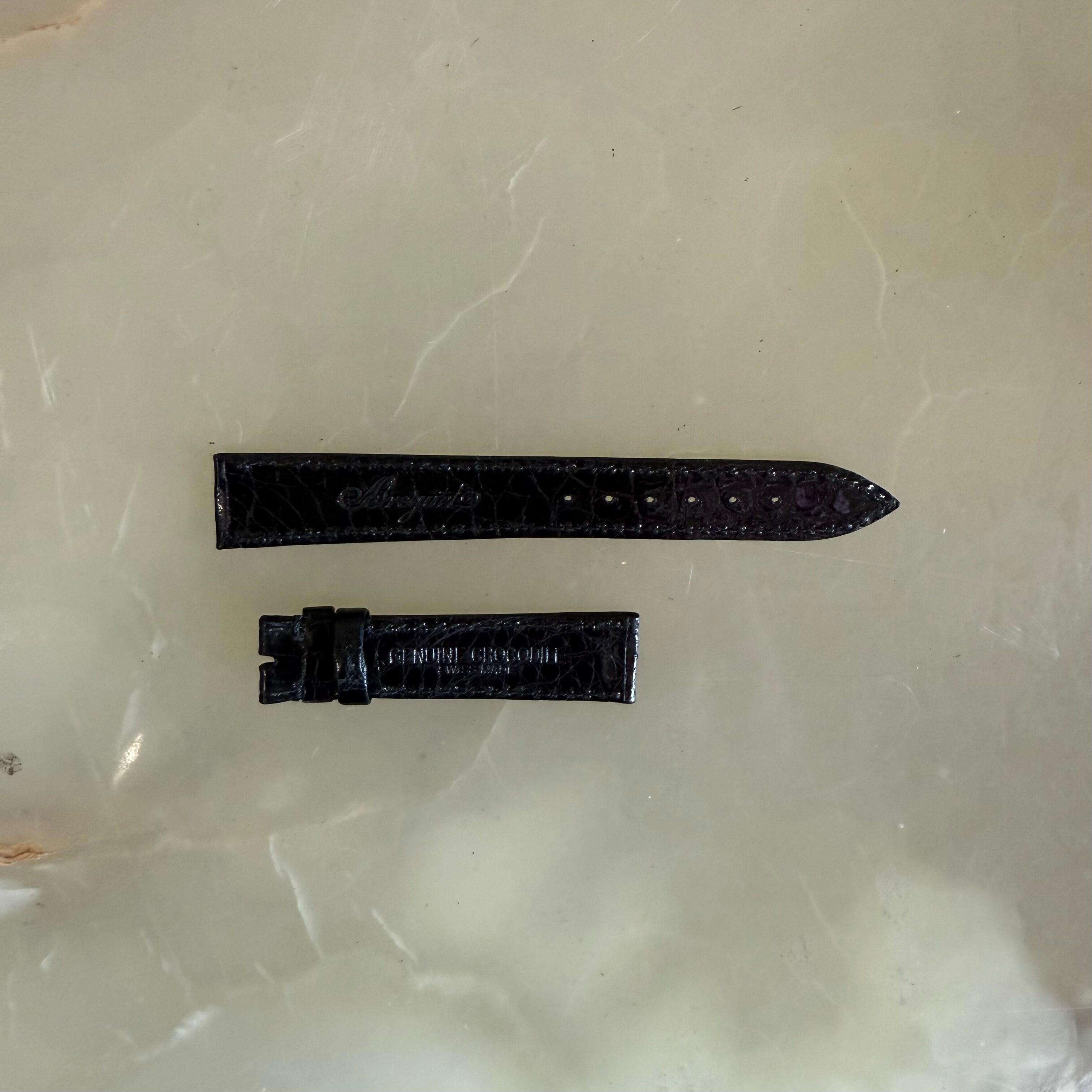 Authentic Breguet Black Crocodile Watch Strap Band 16mm Stitched