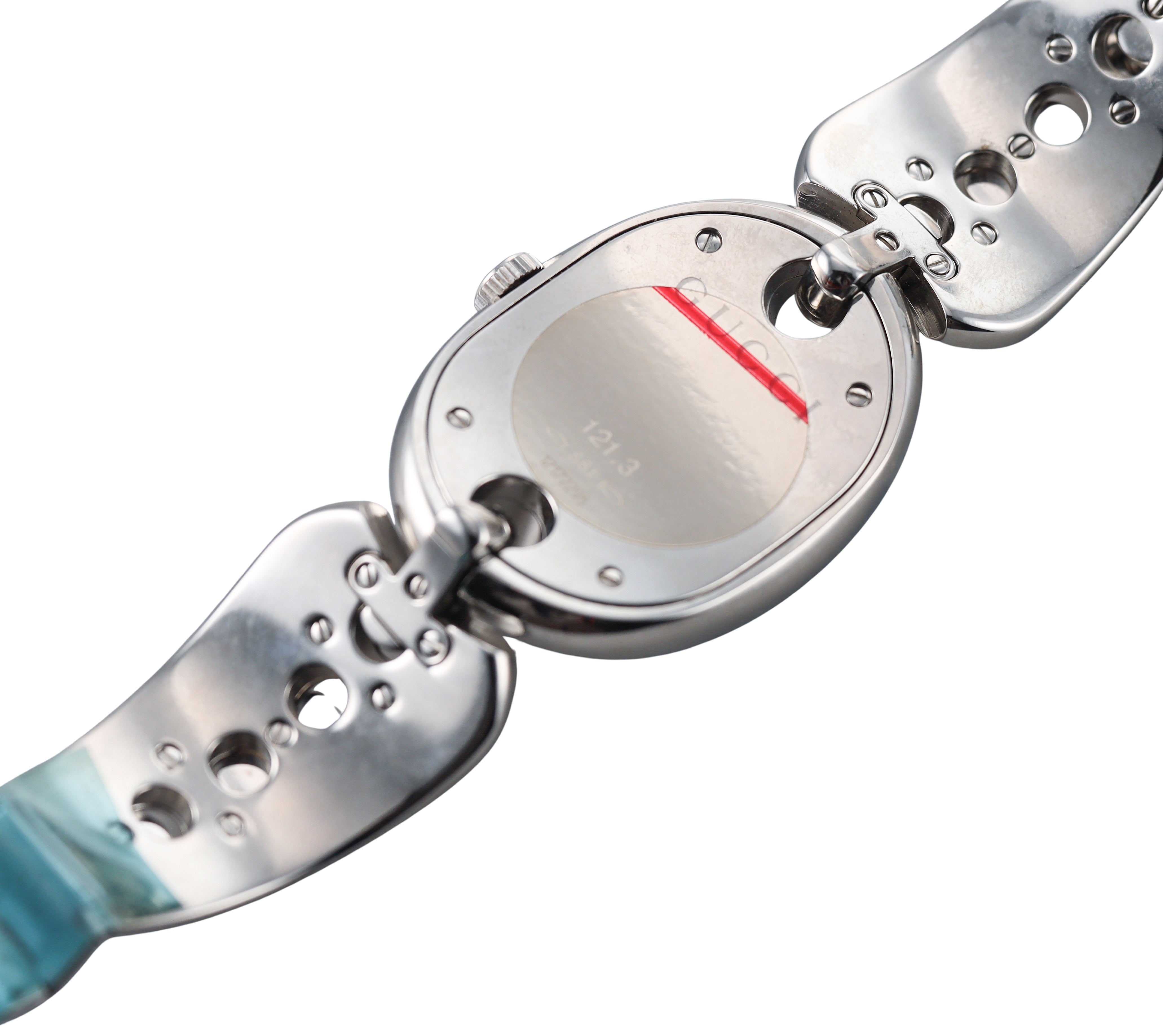 Gucci Marina Chain Black Lacquer Steel Ladies Watch YA121301