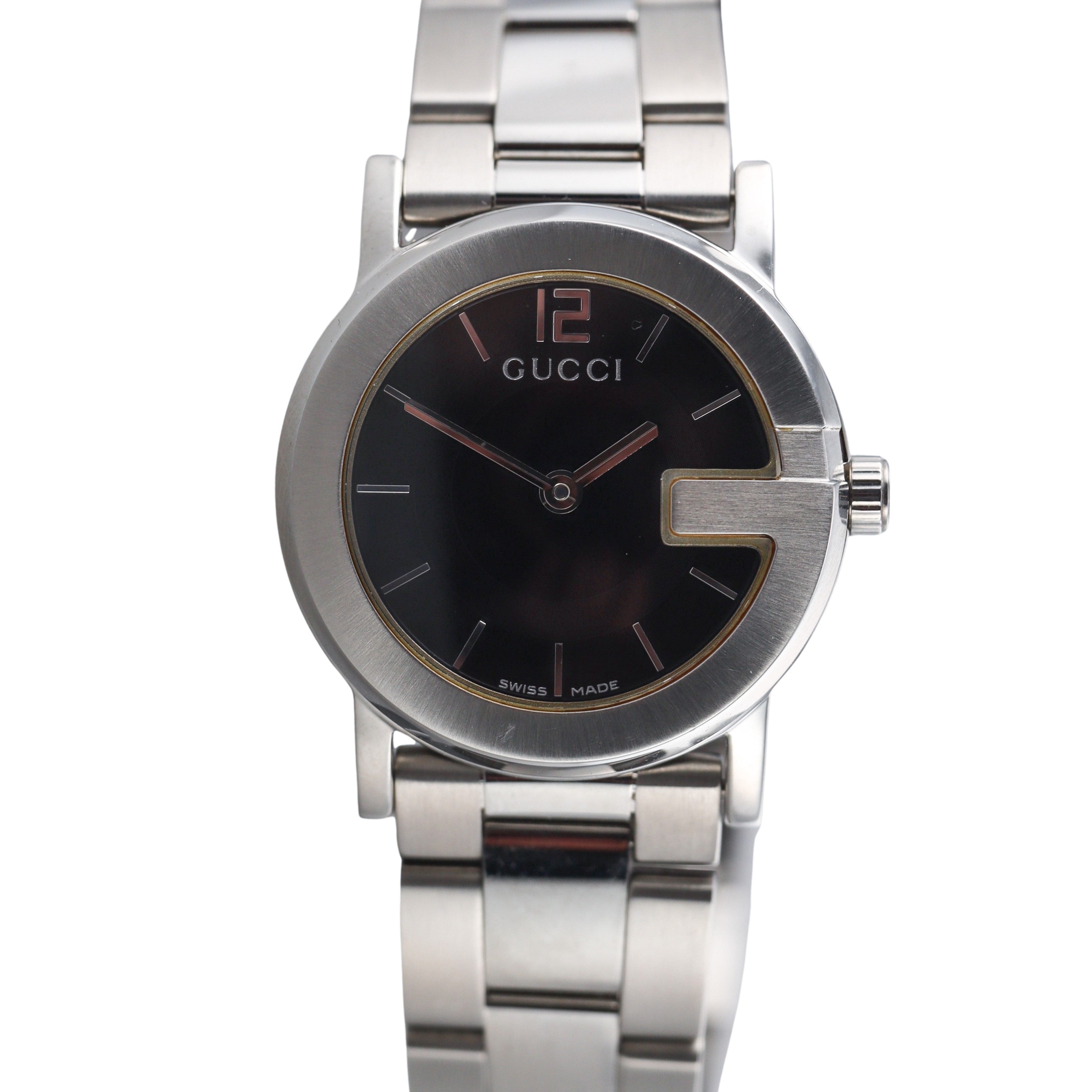 Gucci G Classic Black Dial Steel Ladies Watch YA101505