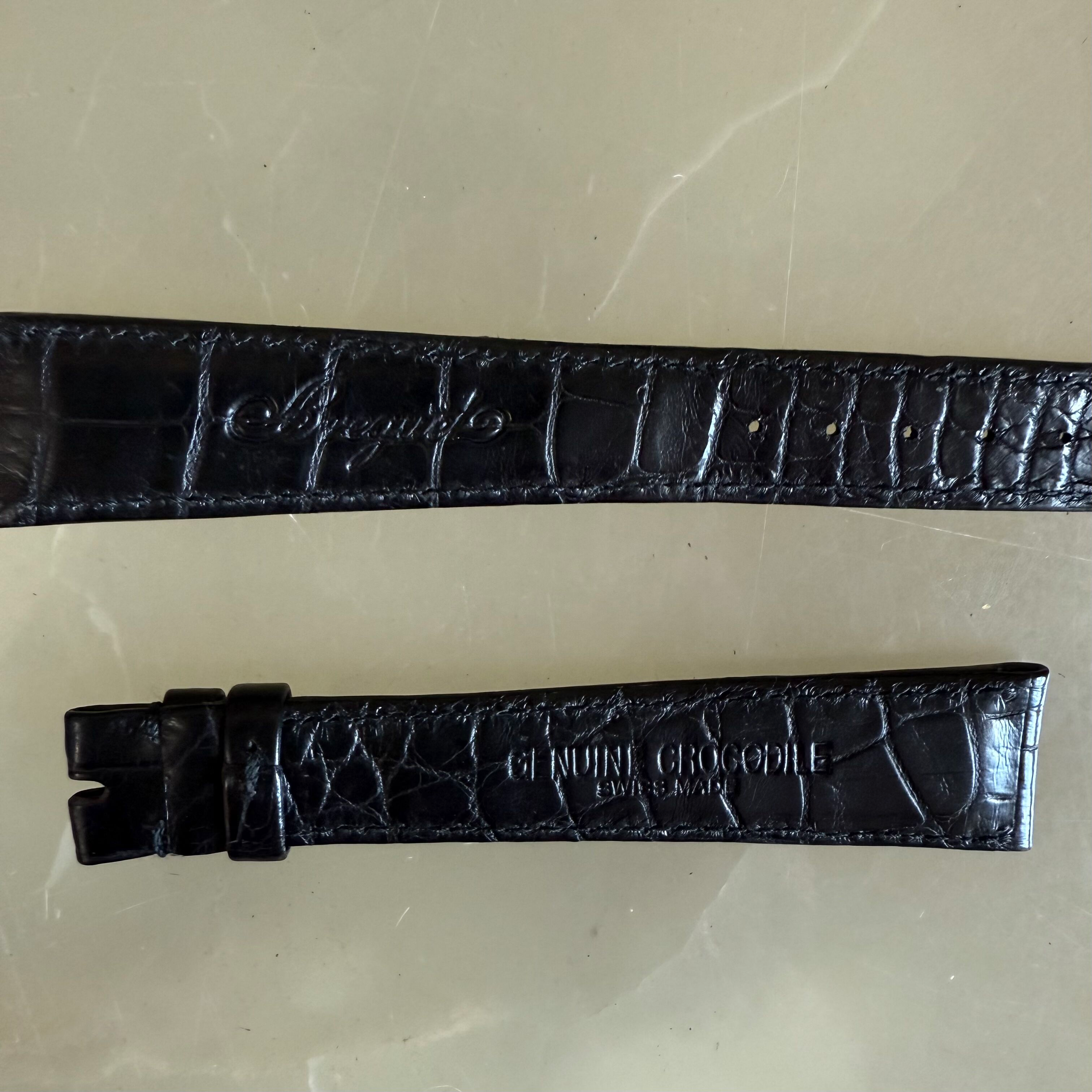 Authentic Breguet Black Crocodile Watch Strap Band 18.5mm Padded & Stitched