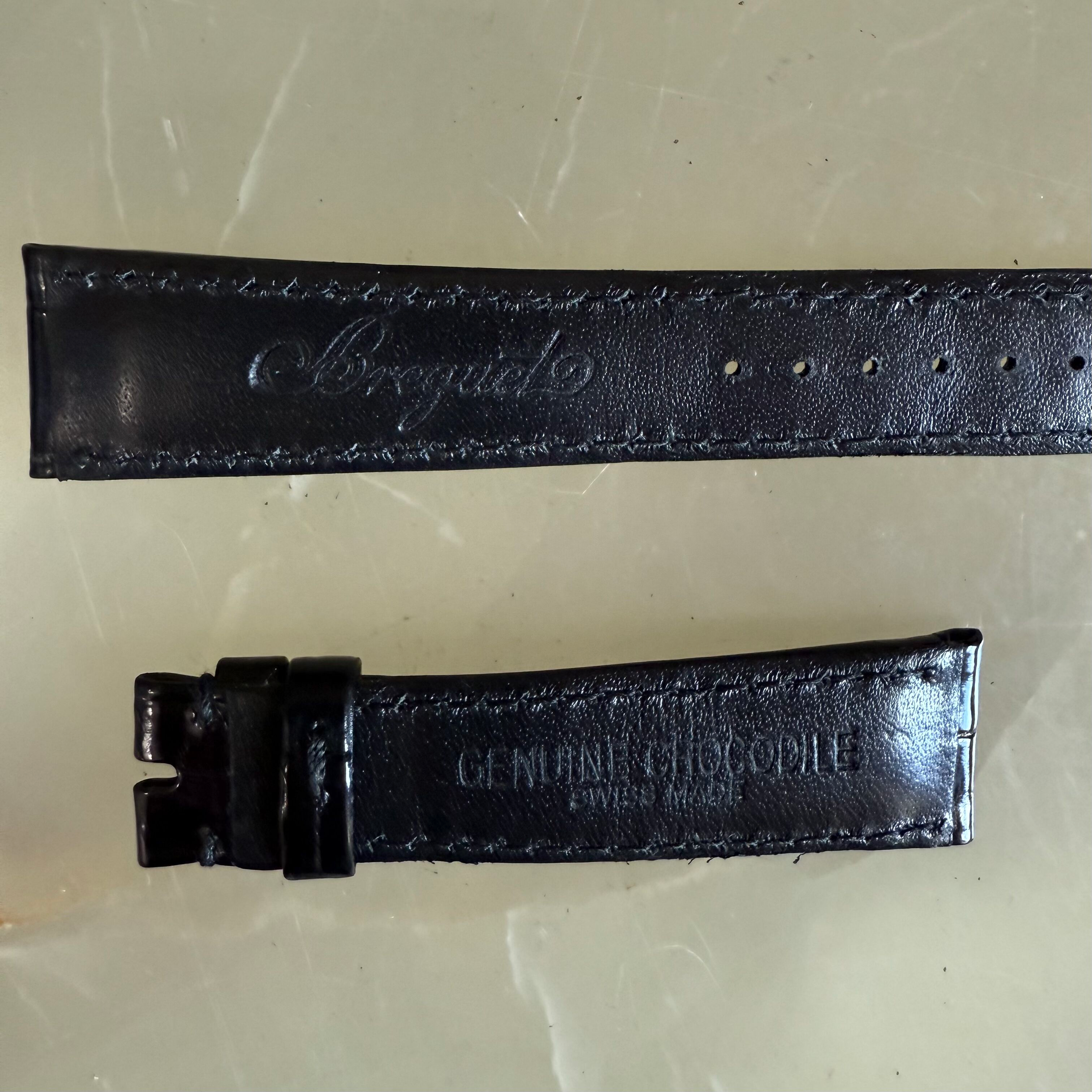 Authentic Breguet Black Crocodile Watch Strap Band 18mm Padded & Stitched