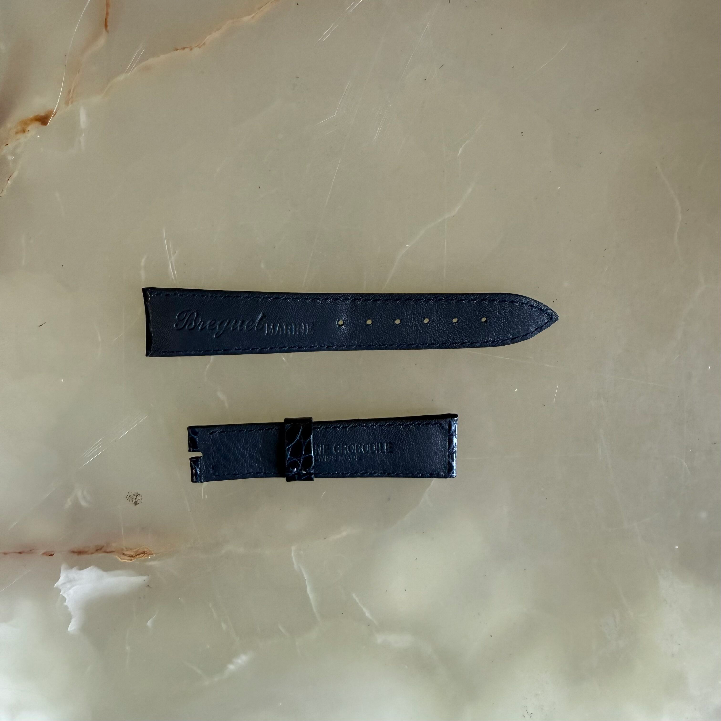 Authentic Breguet Blue Crocodile Watch Strap Band 19mm Padded & Stitched