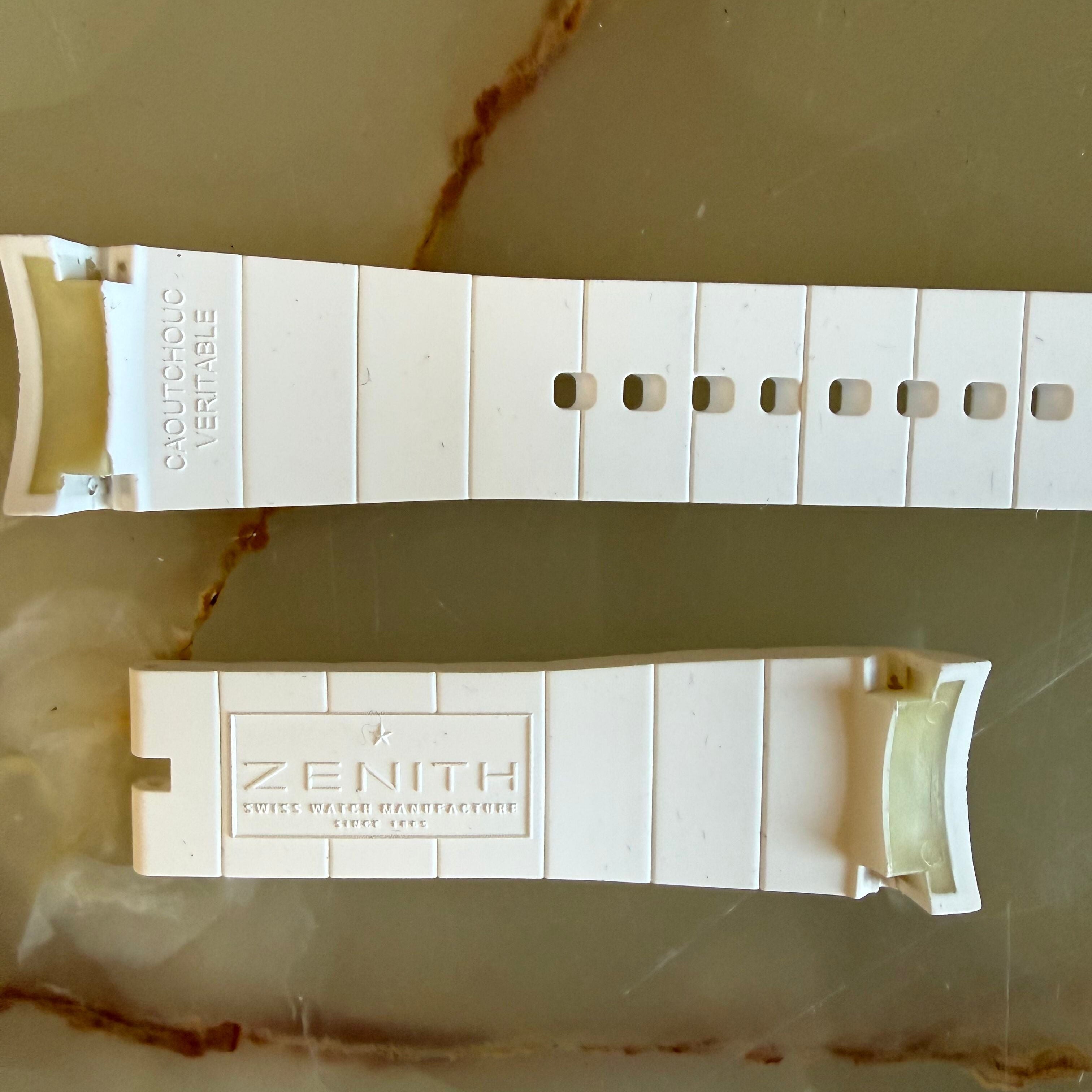 Authentic Zenith White Rubber Watch Strap Band 21mm