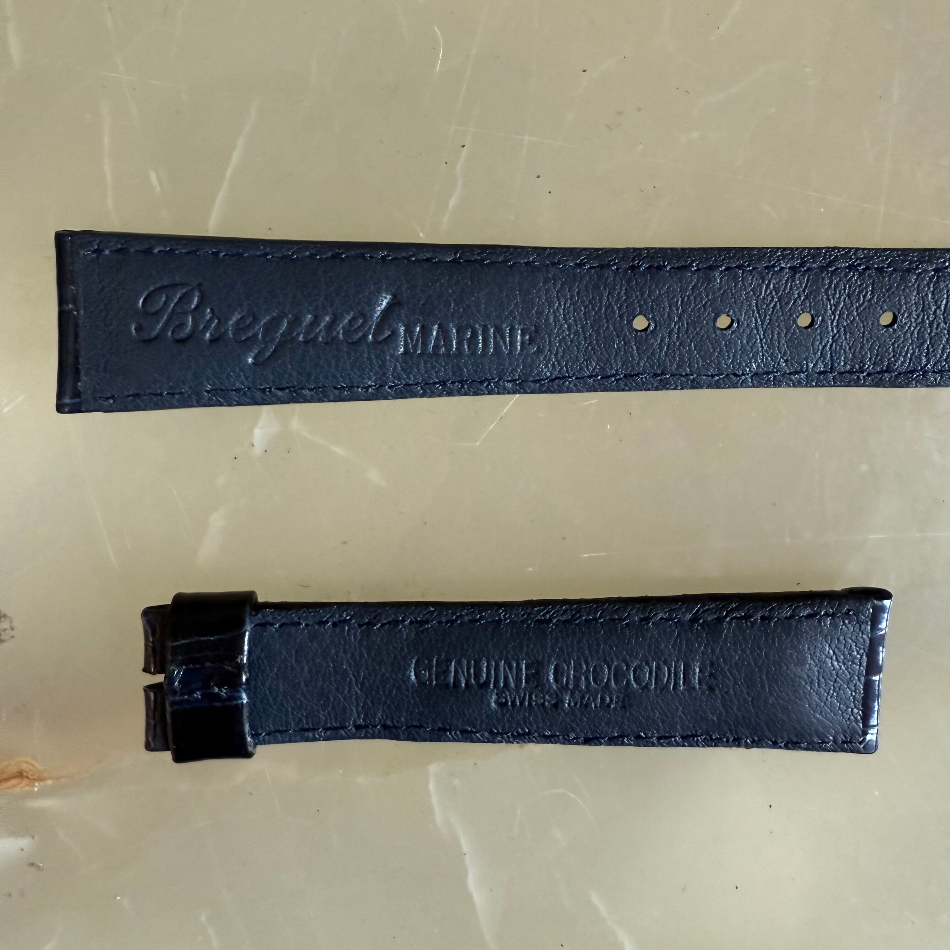 Authentic Breguet Blue Crocodile Watch Strap Band 18mm Padded & Stitched