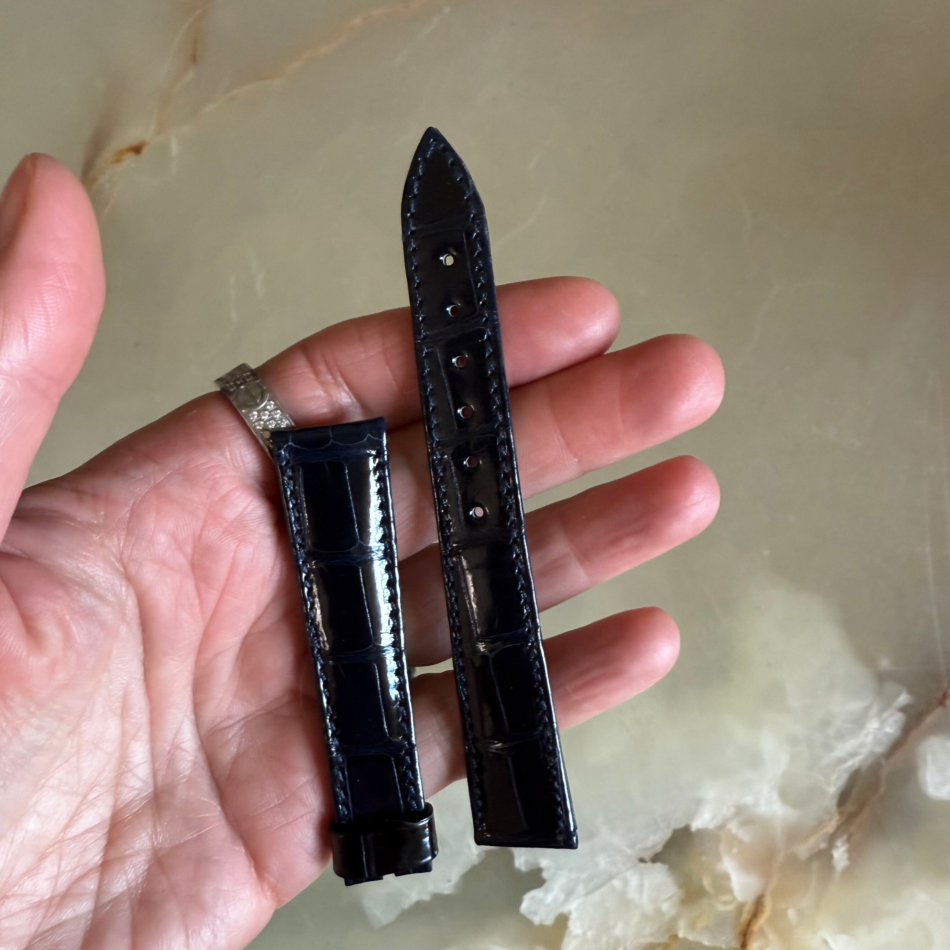 Authentic Breguet Blue Crocodile Watch Strap Band 18mm Padded & Stitched