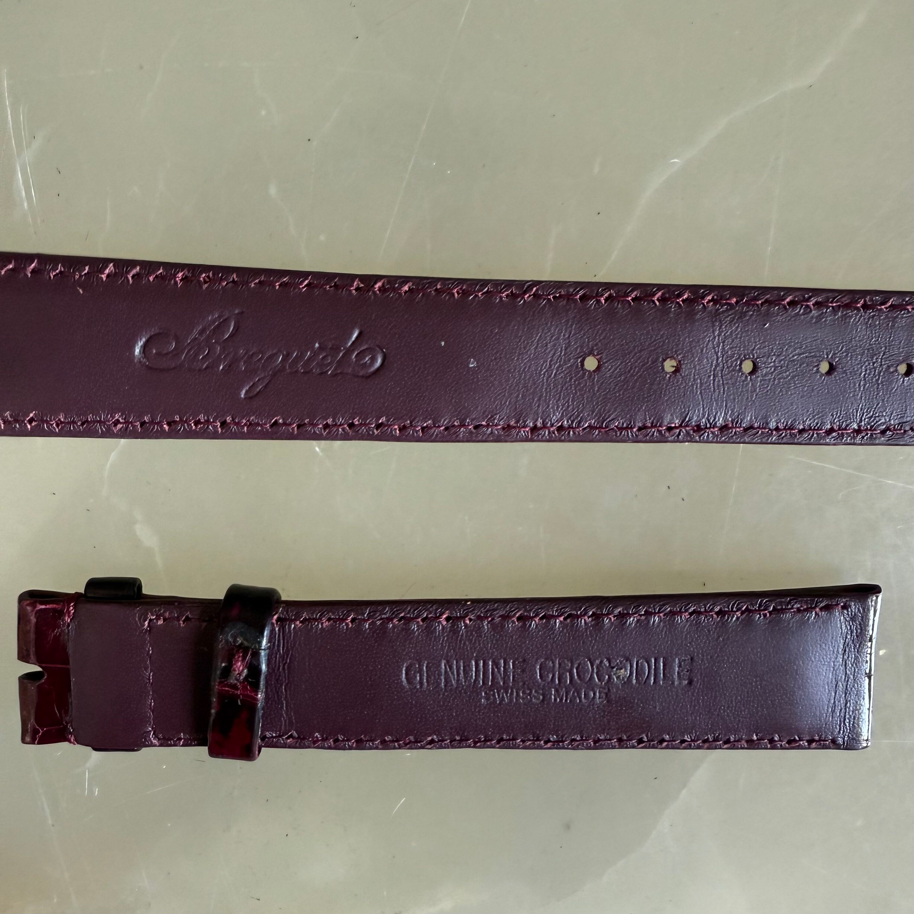Authentic Breguet Burgundy Crocodile Watch Strap Band 18mm Padded & Stitched