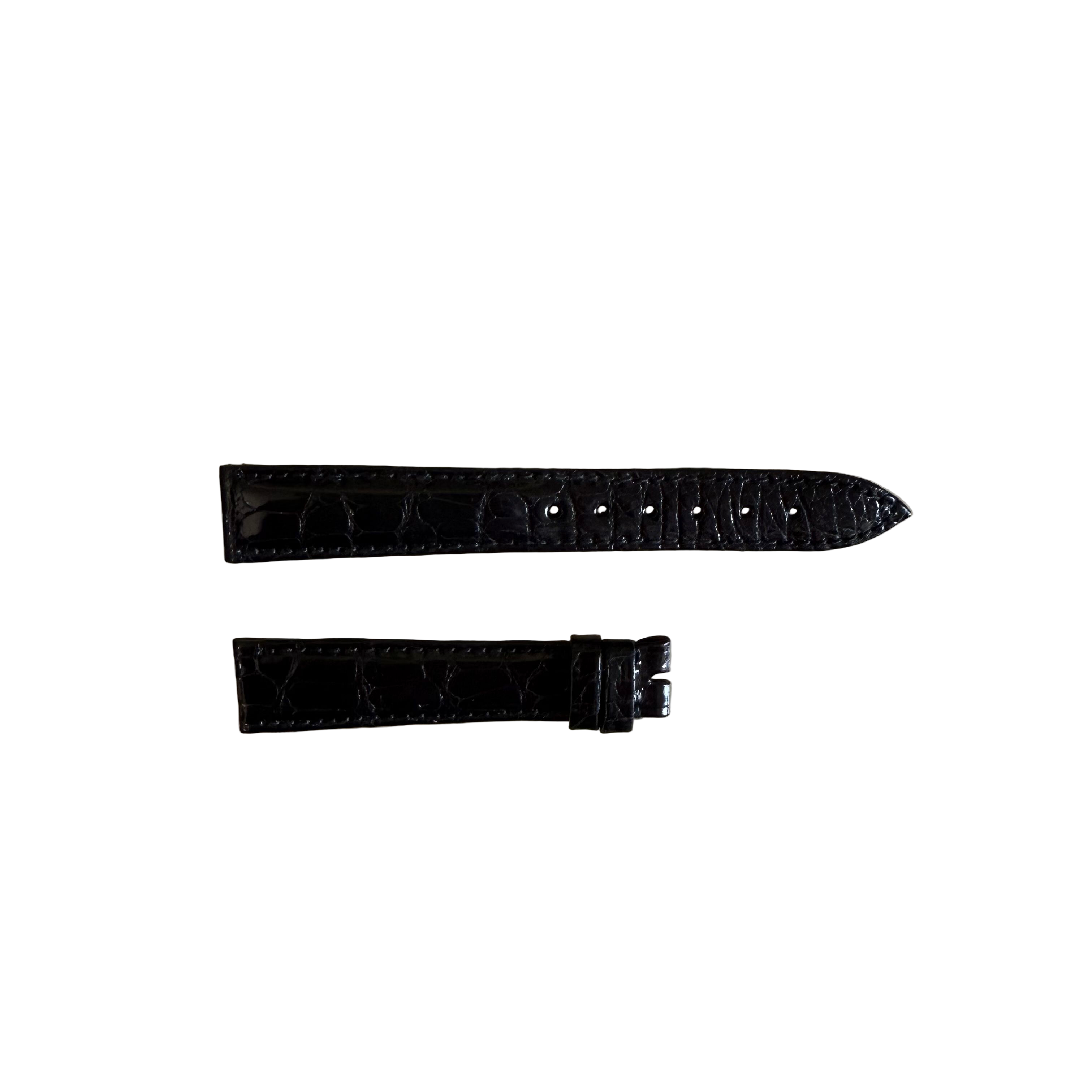 Authentic Breguet Black Shiny Crocodile Watch Strap Band 16mm Padded & Stitched