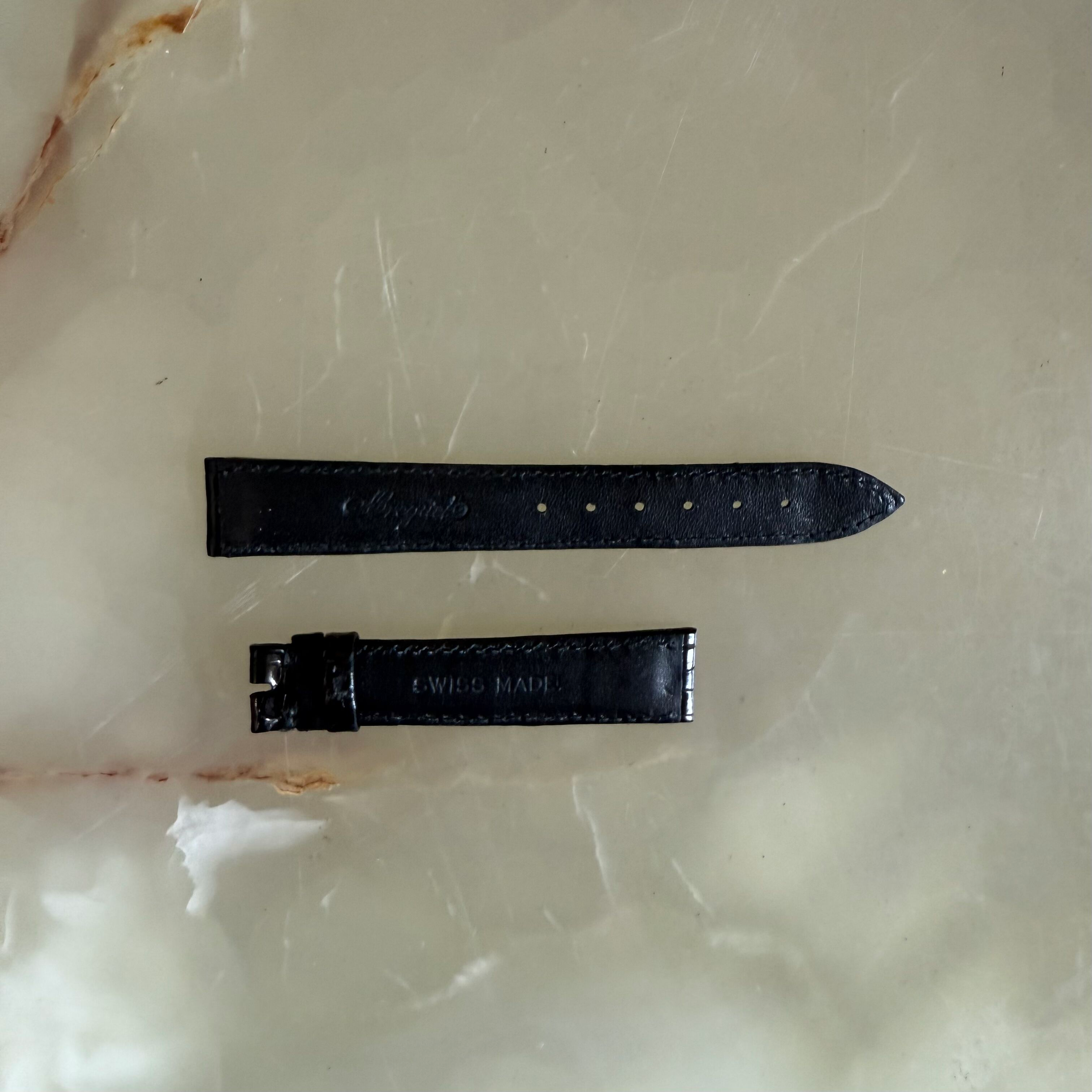 Authentic Breguet Black Shiny Crocodile Watch Strap Band 16mm Padded & Stitched