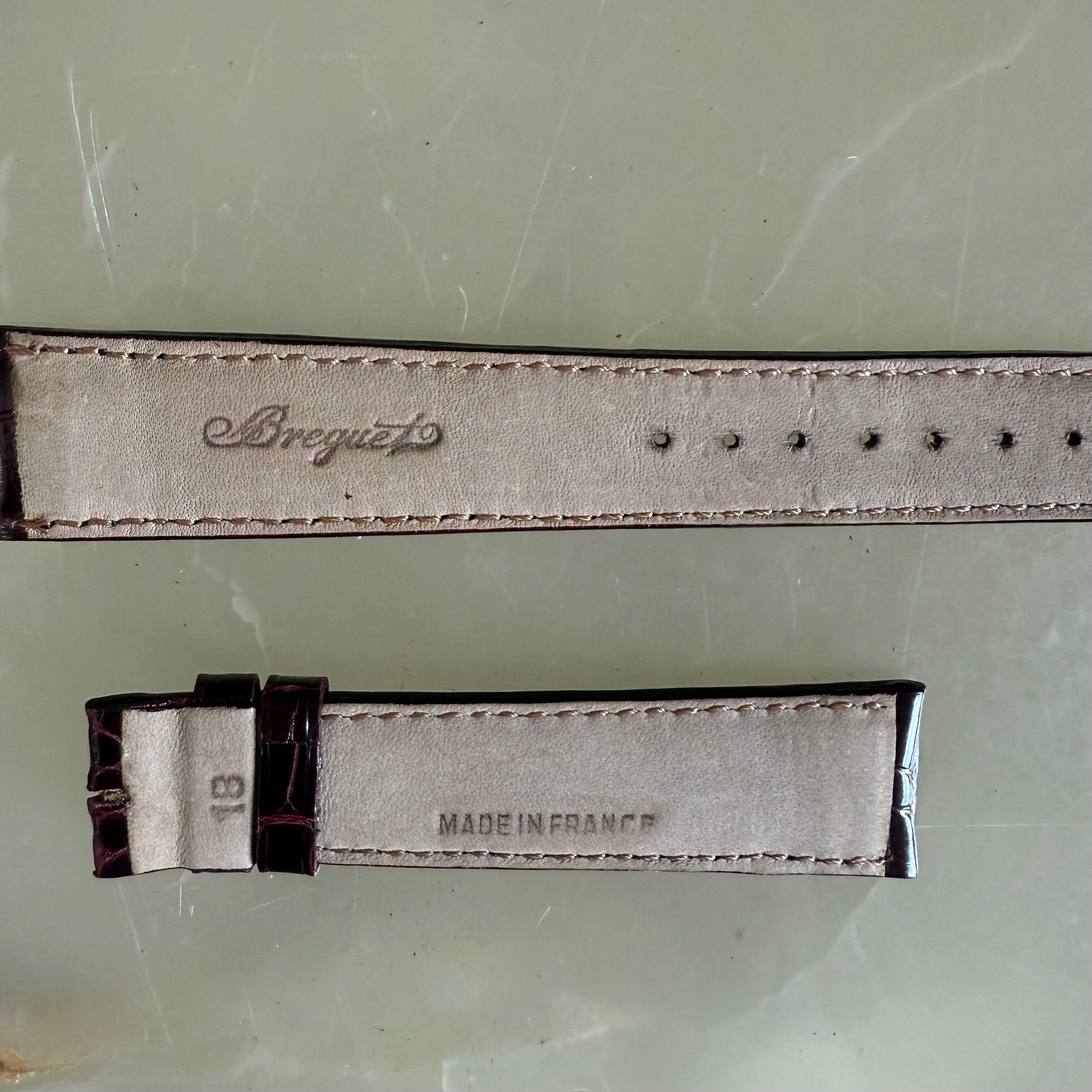 Authentic Breguet Burgundy Shiny Crocodile Watch Strap Band 18mm Padded & Stitched