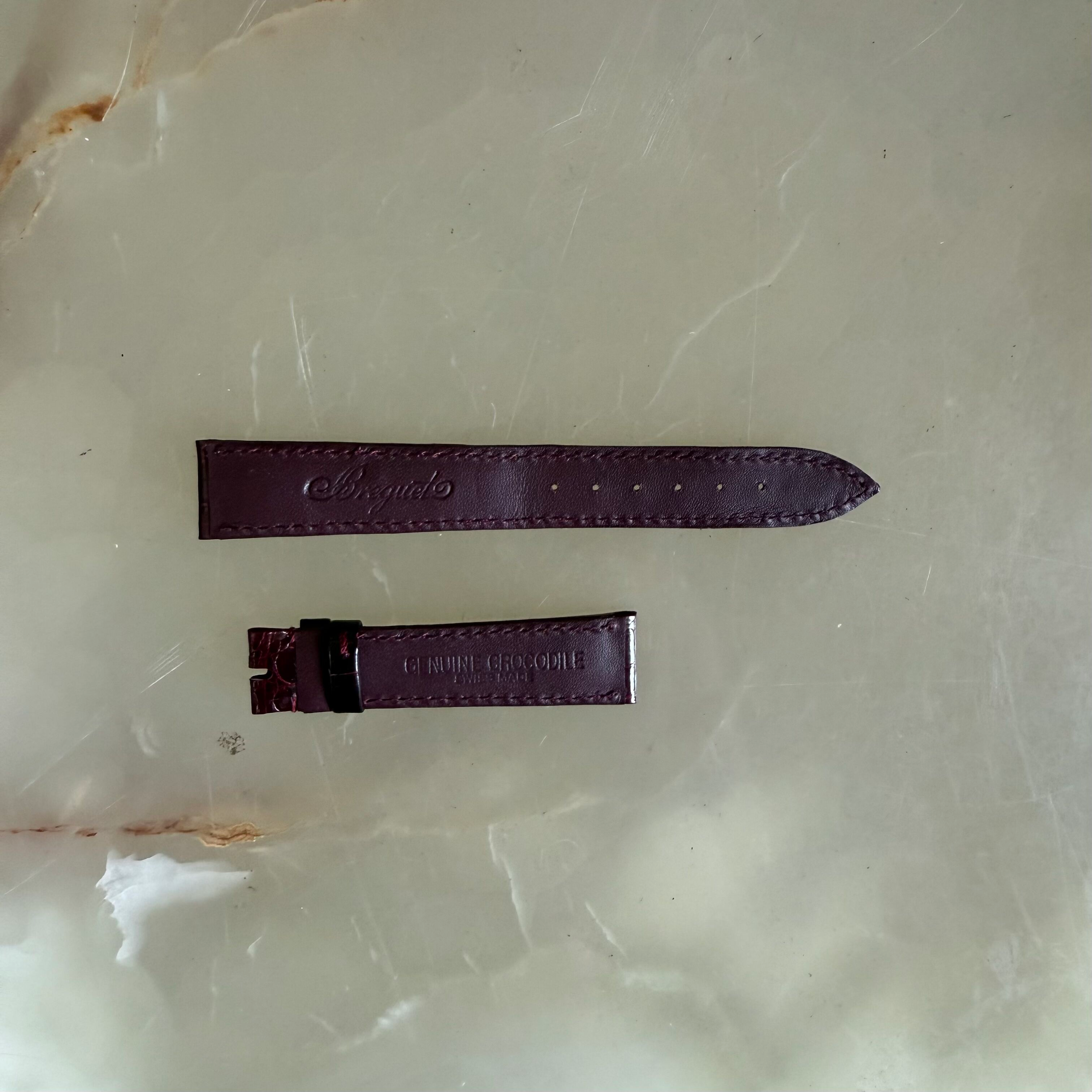 Authentic Breguet Burgundy Crocodile Watch Strap Band 16.5mm Padded & Stitched