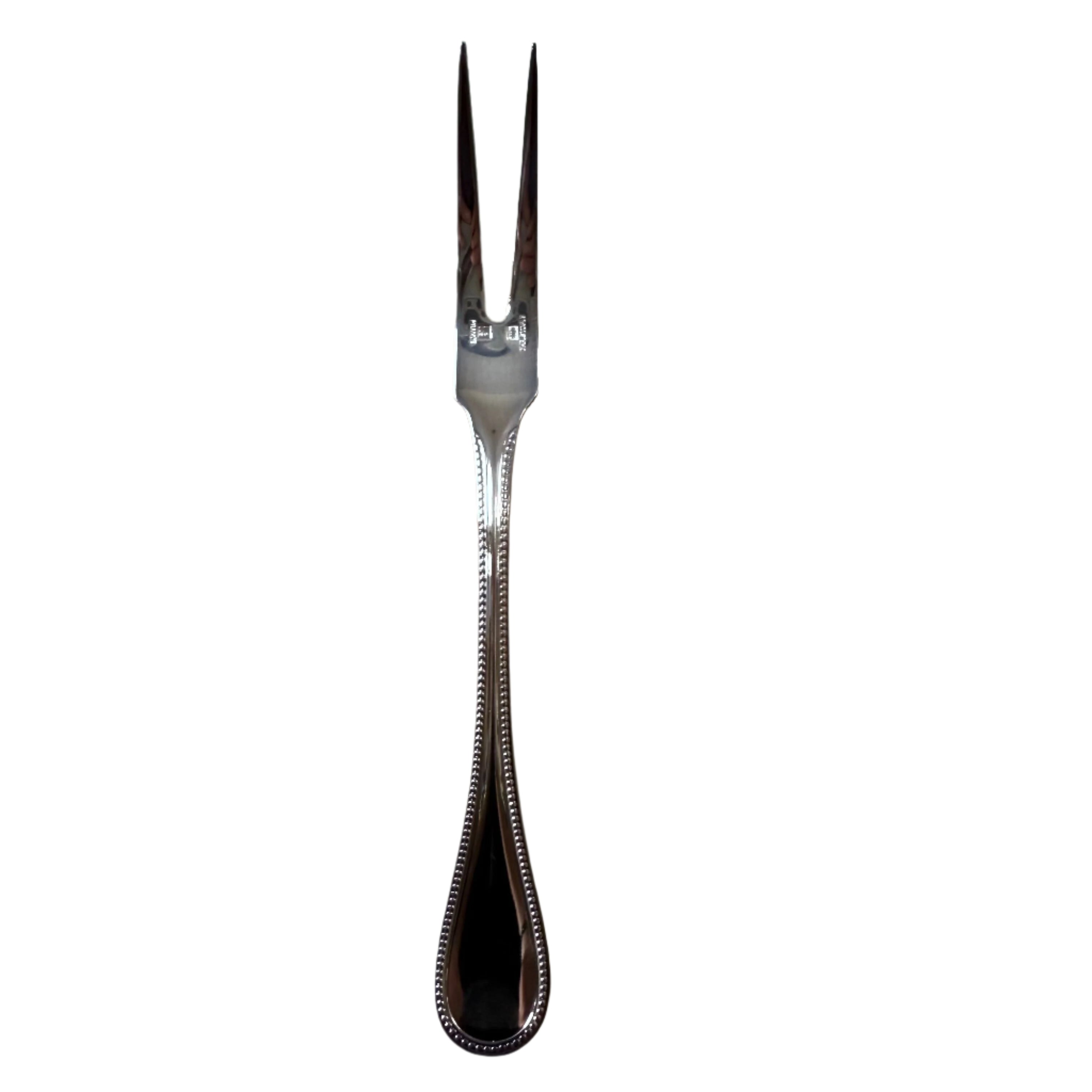 Christofle Perles Silver Plated Cold Meat Fork Small 0010077