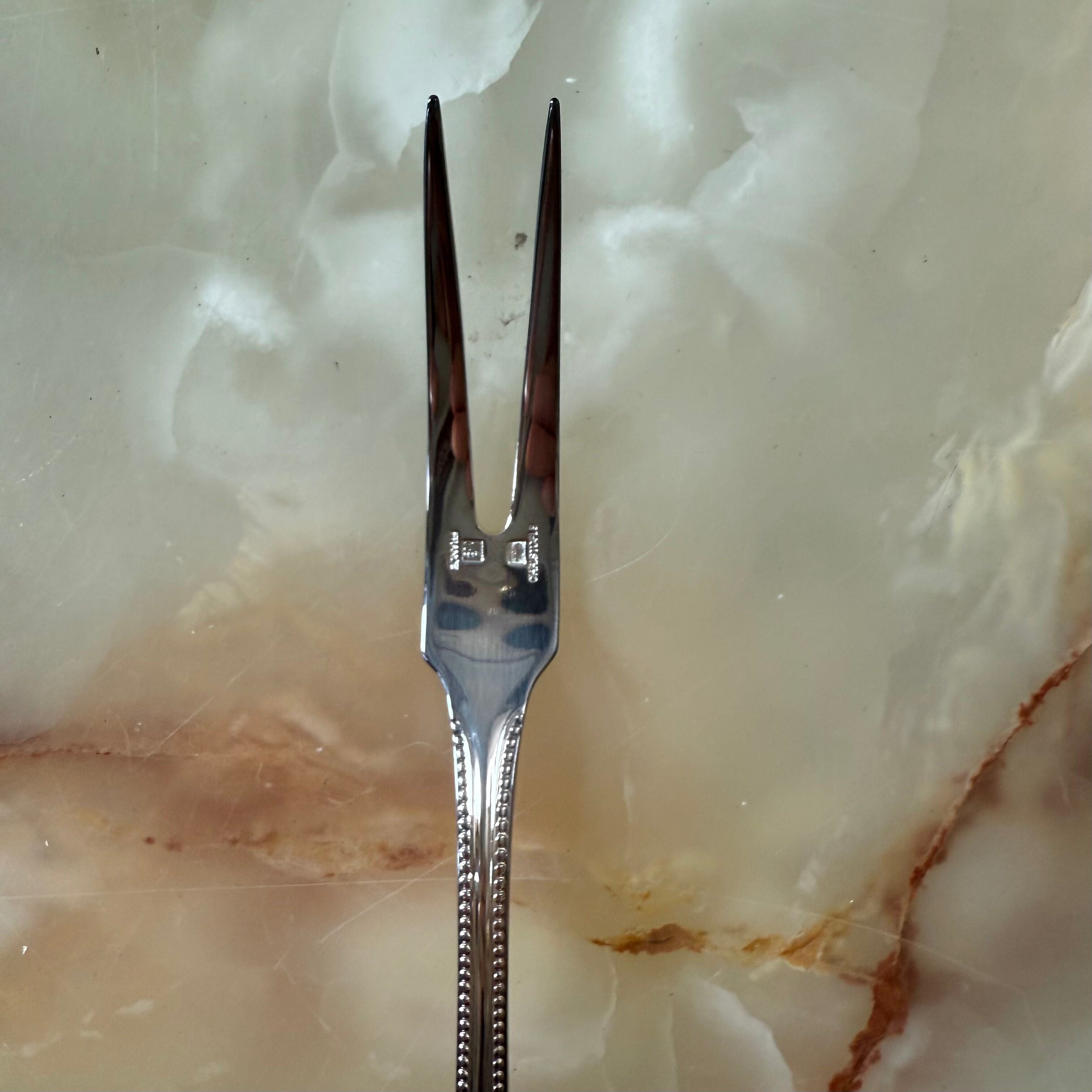 Christofle Perles Silver Plated Cold Meat Fork Small 0010077