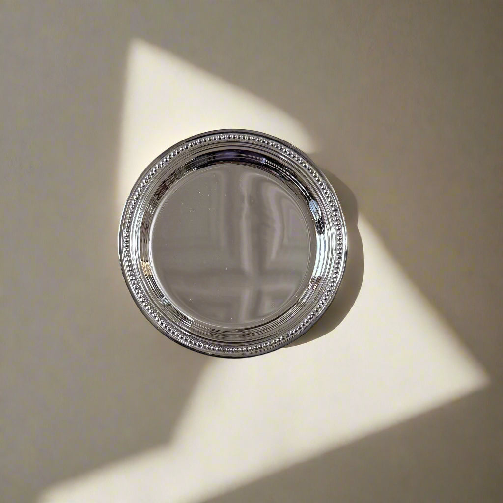 Christofle Perles Silver Plated Glass Coaster 4'' 4222110