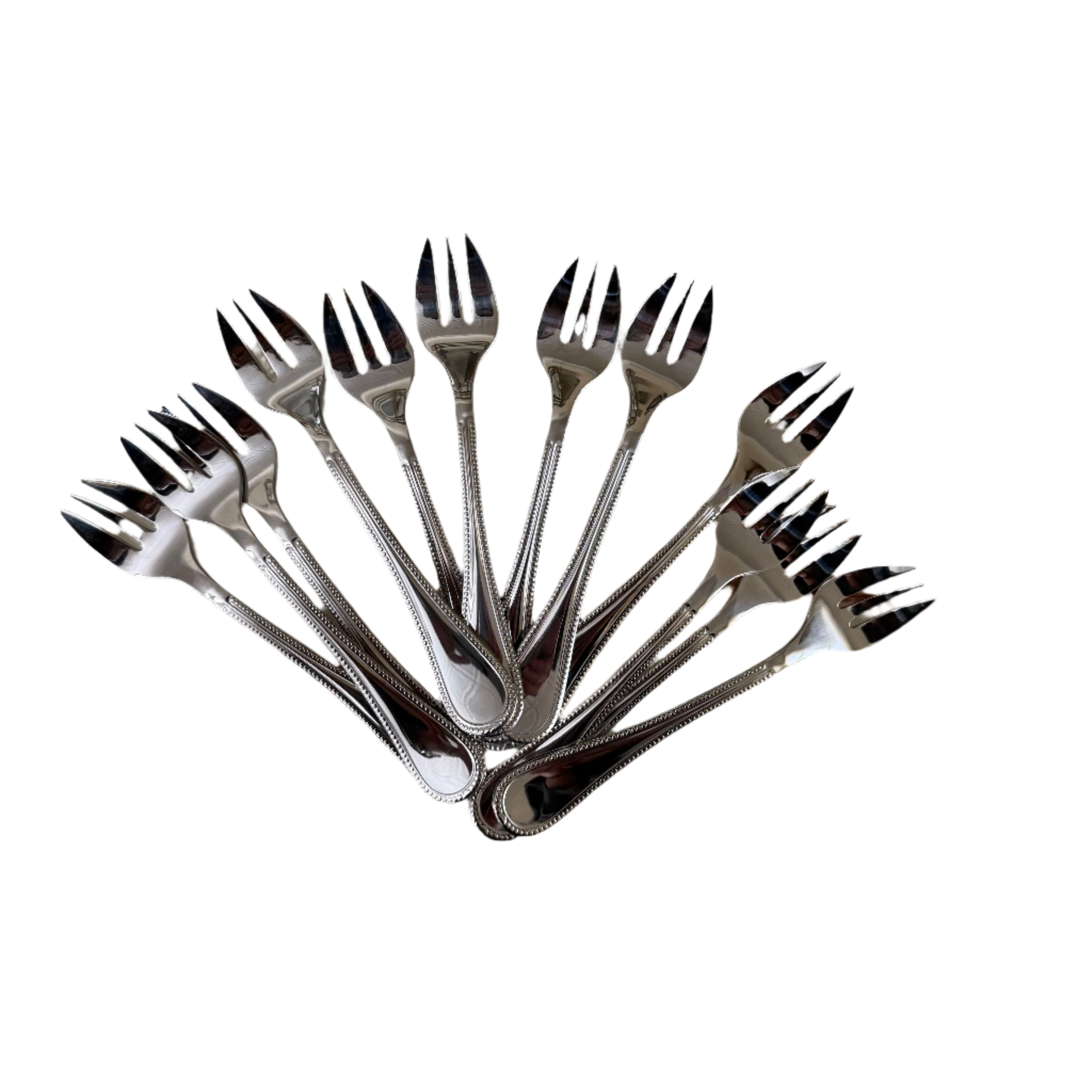 Christofle Perles Stainless Steel Oyster Fork Set of 12