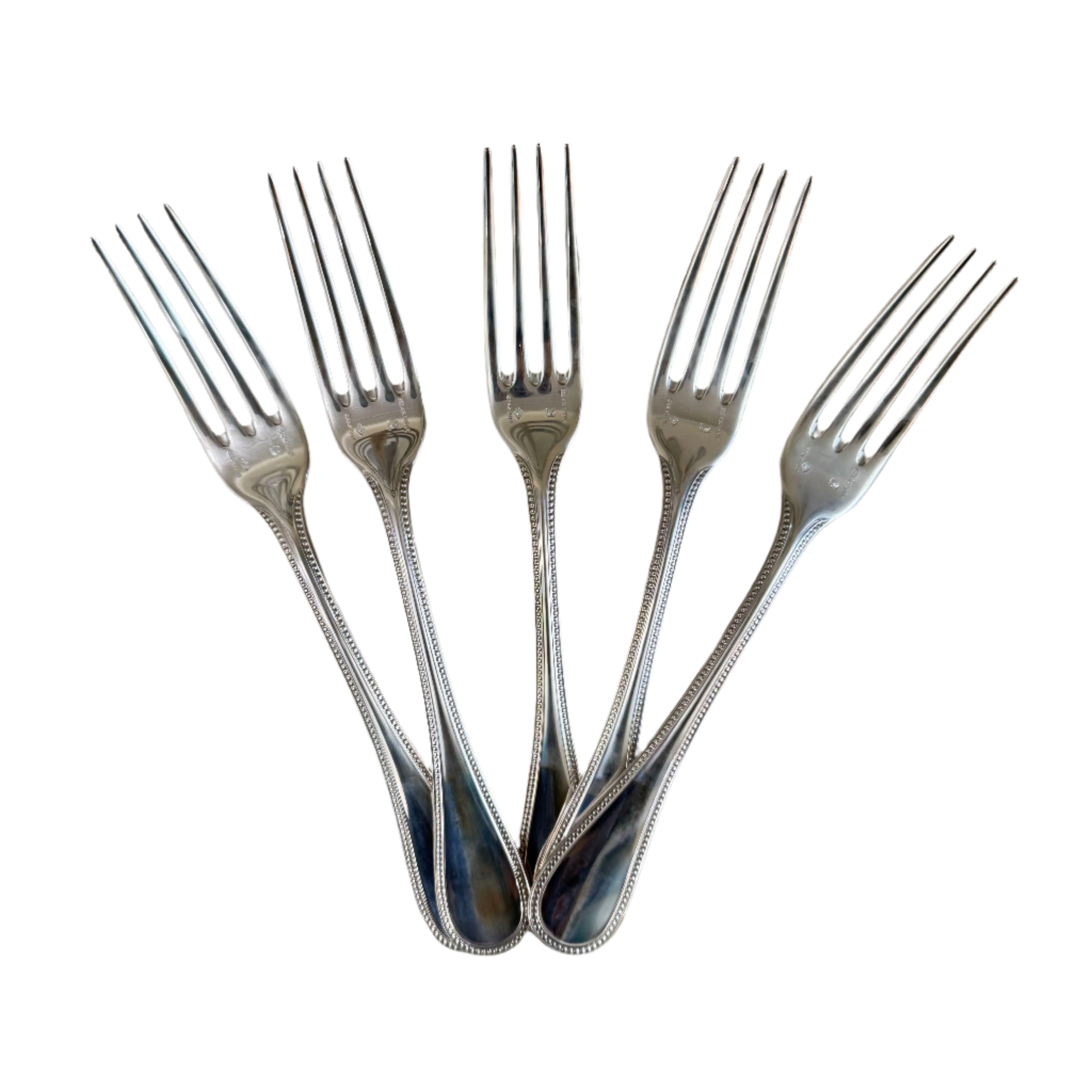 Christofle Perles Sterling Dinner Fork Set of 5