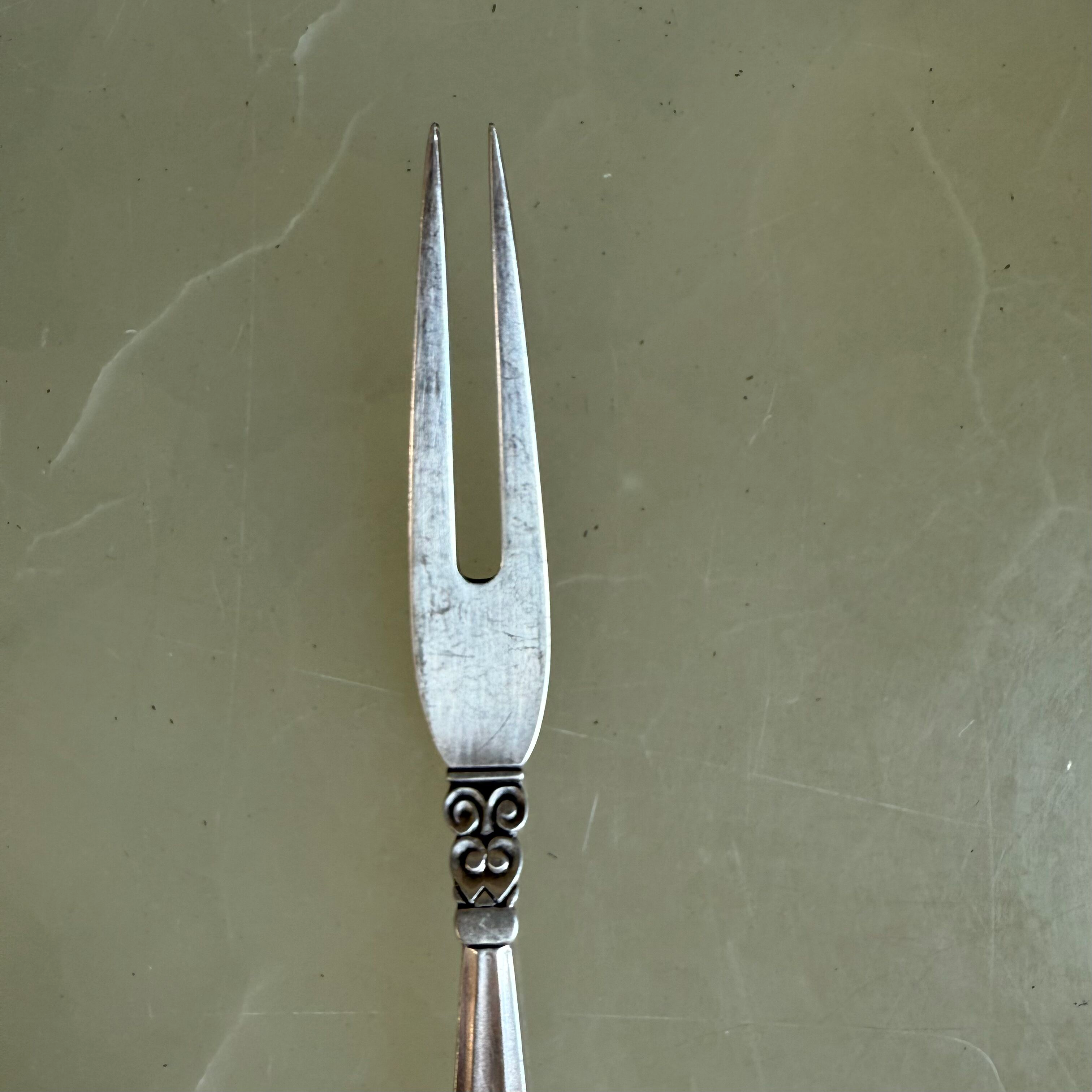 Georg Jensen Acorn Sterling 2 Tine Serving Fork