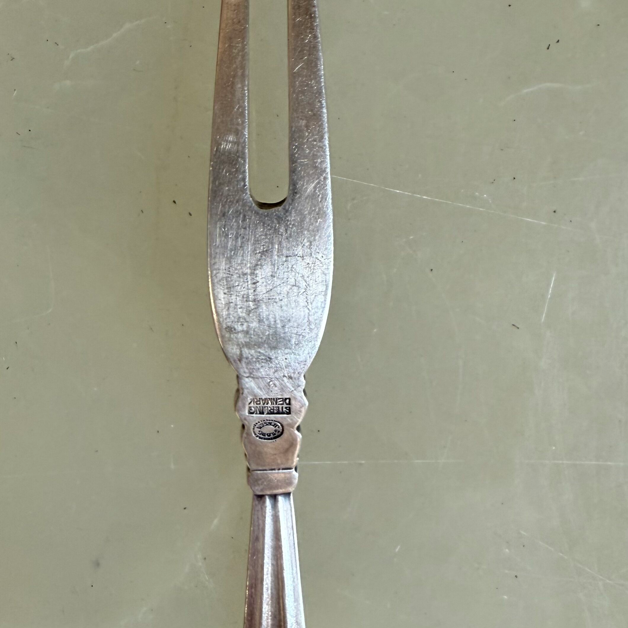 Georg Jensen Acorn Sterling 2 Tine Serving Fork