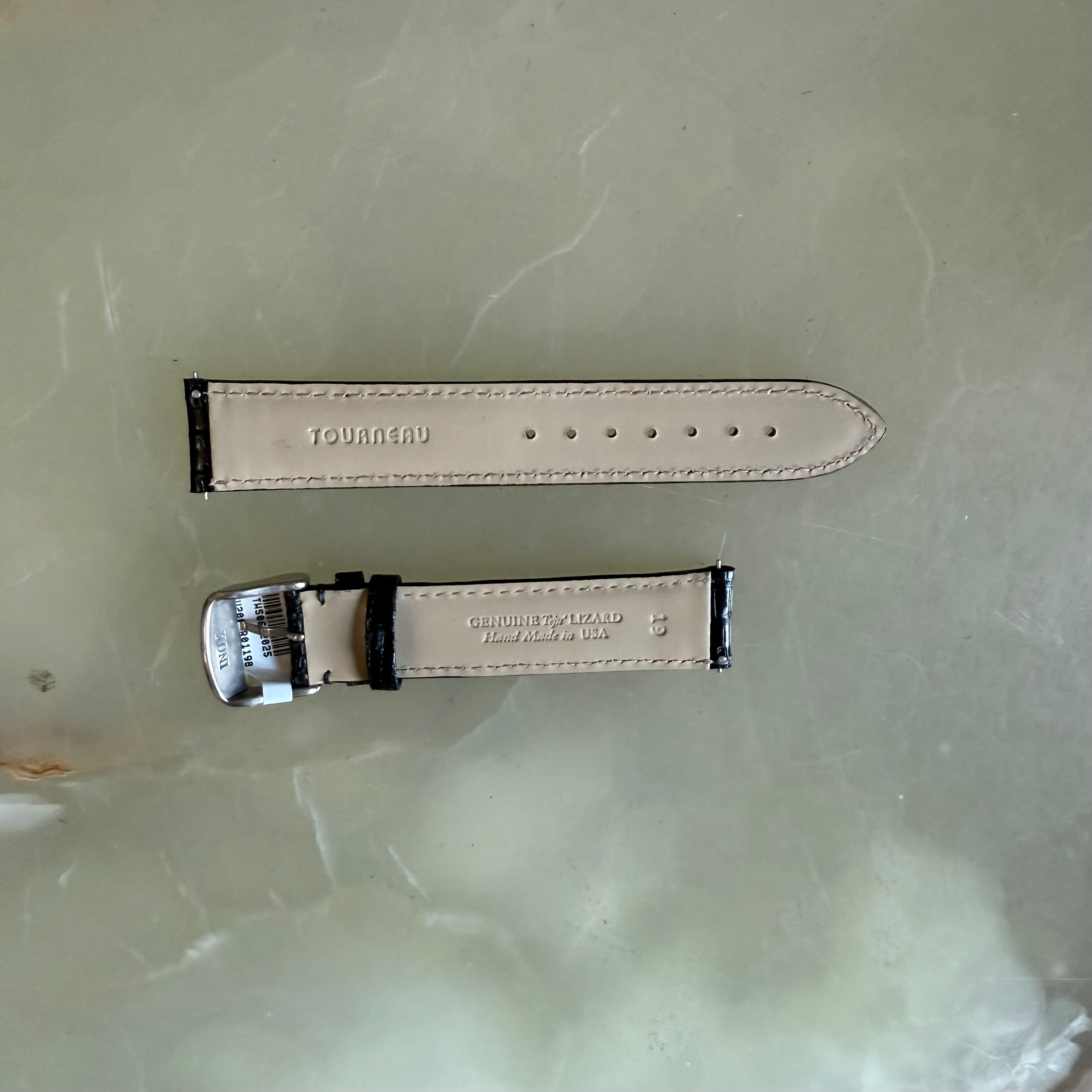Genuine Lizard Watch Strap Band 19mm Padded & Stitched with Buckle