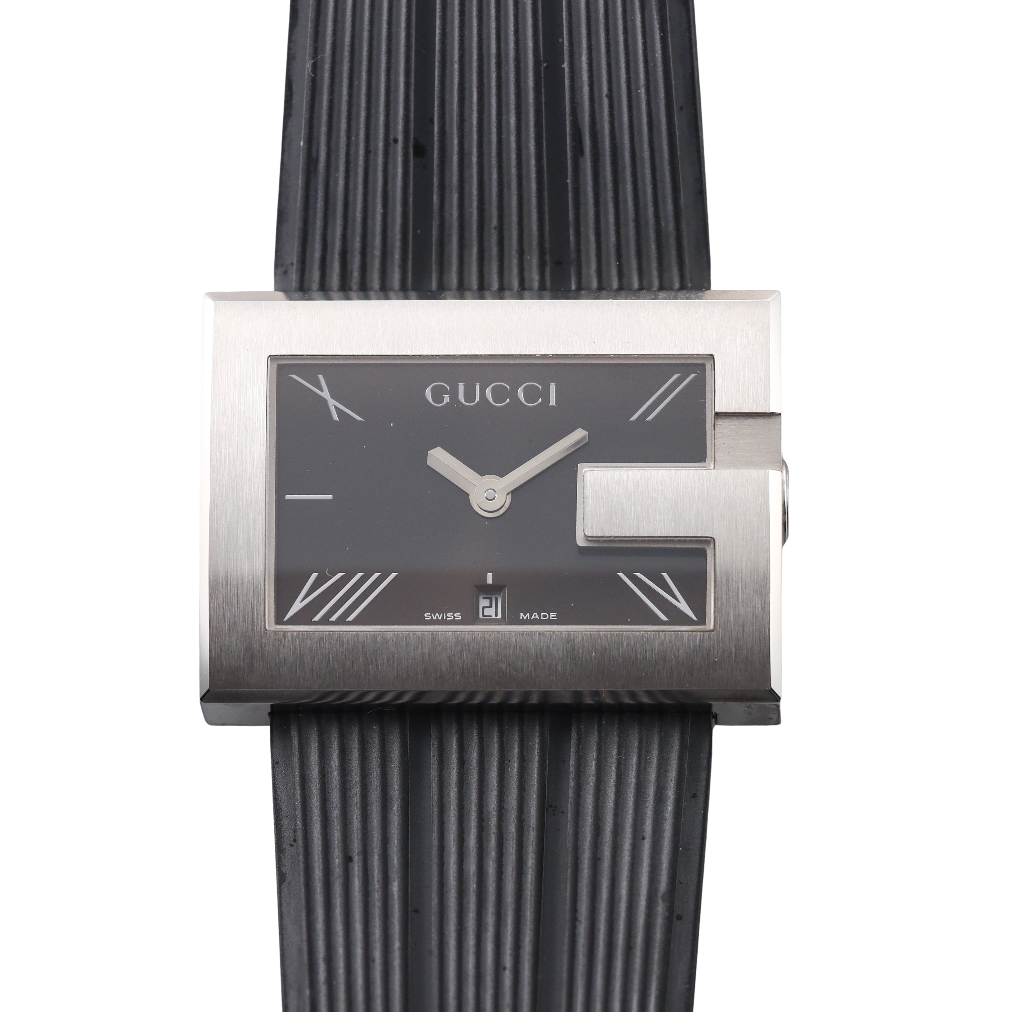 Gucci G-Watch Rubber Strap Steel Men's Watch YA100304