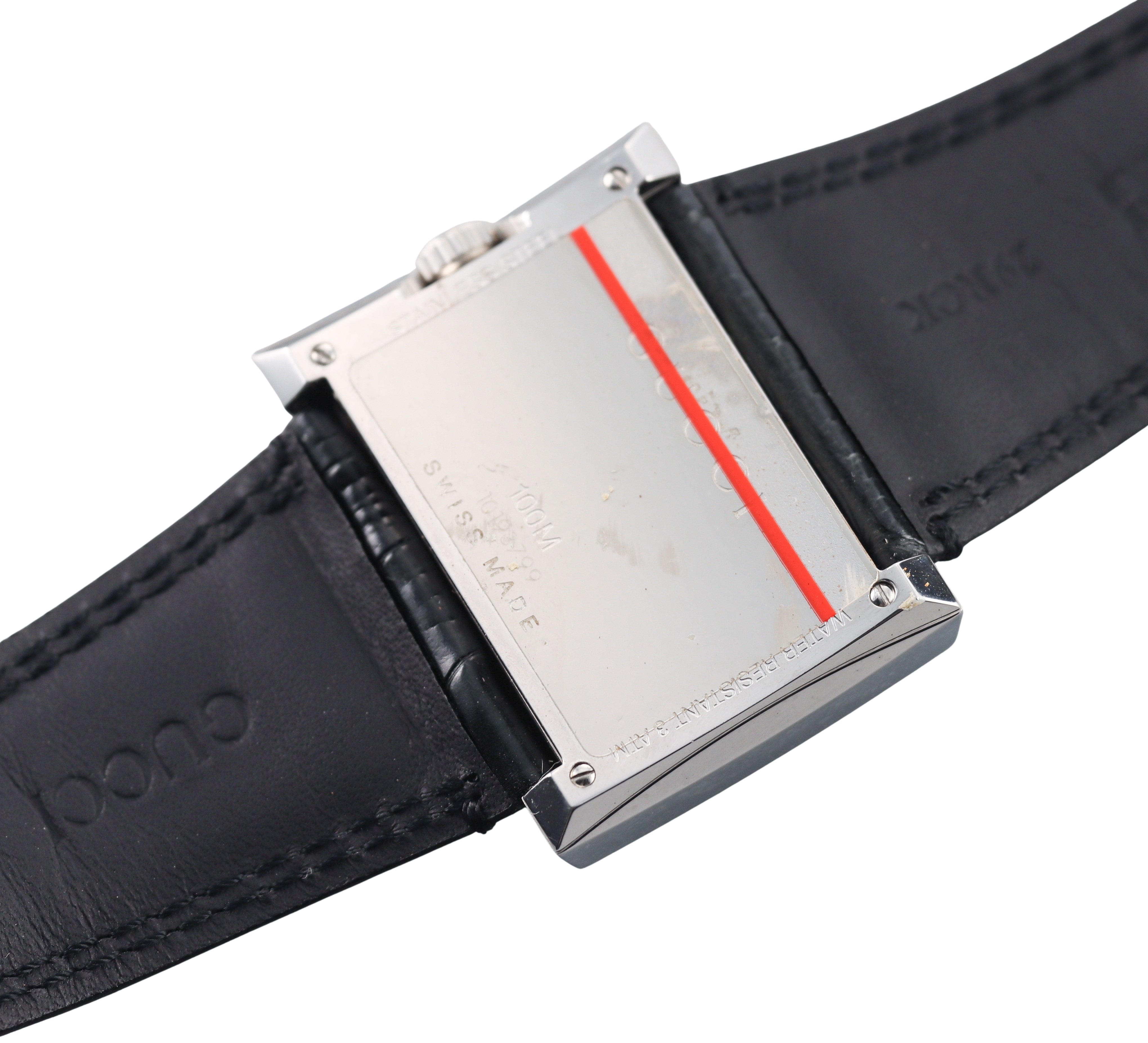 Gucci G Rectangle Steel Black Dial Watch YA100302