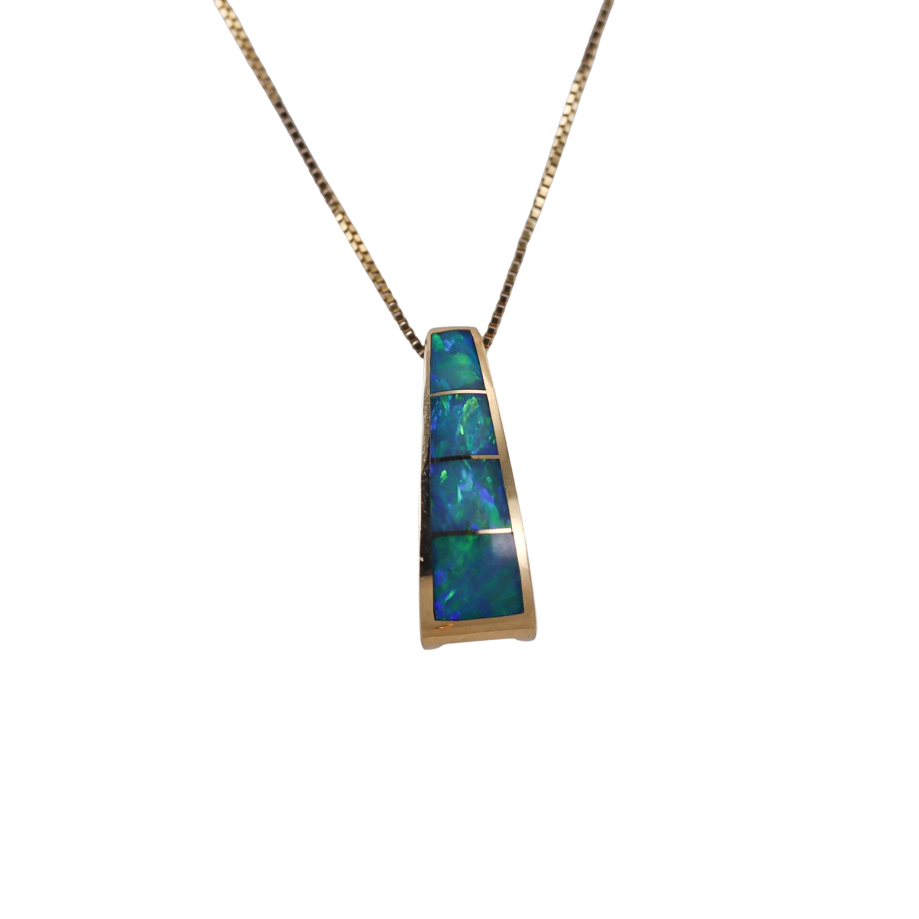 14k Black Opal Inlay Pendant Necklace