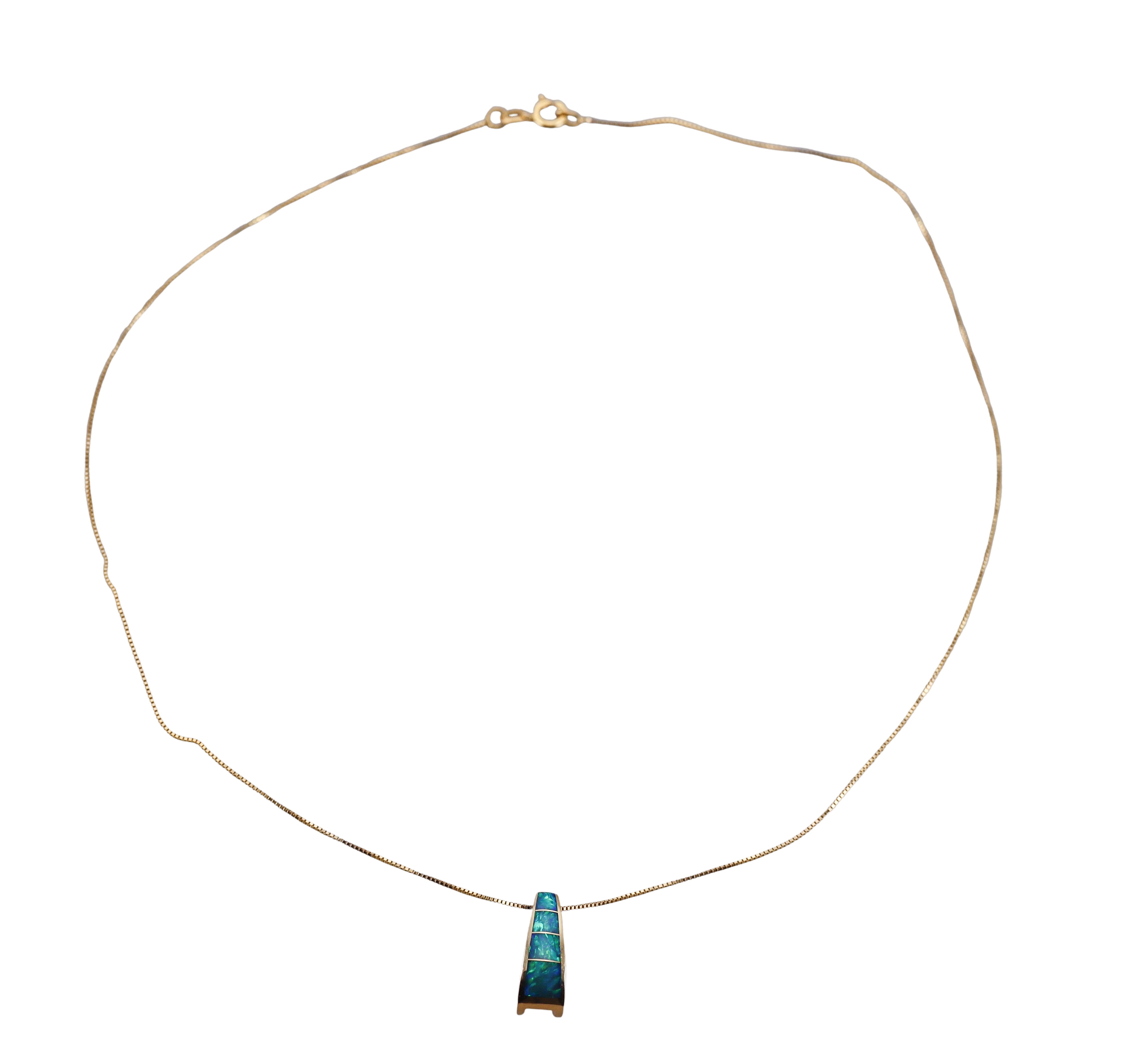 14k Black Opal Inlay Pendant Necklace
