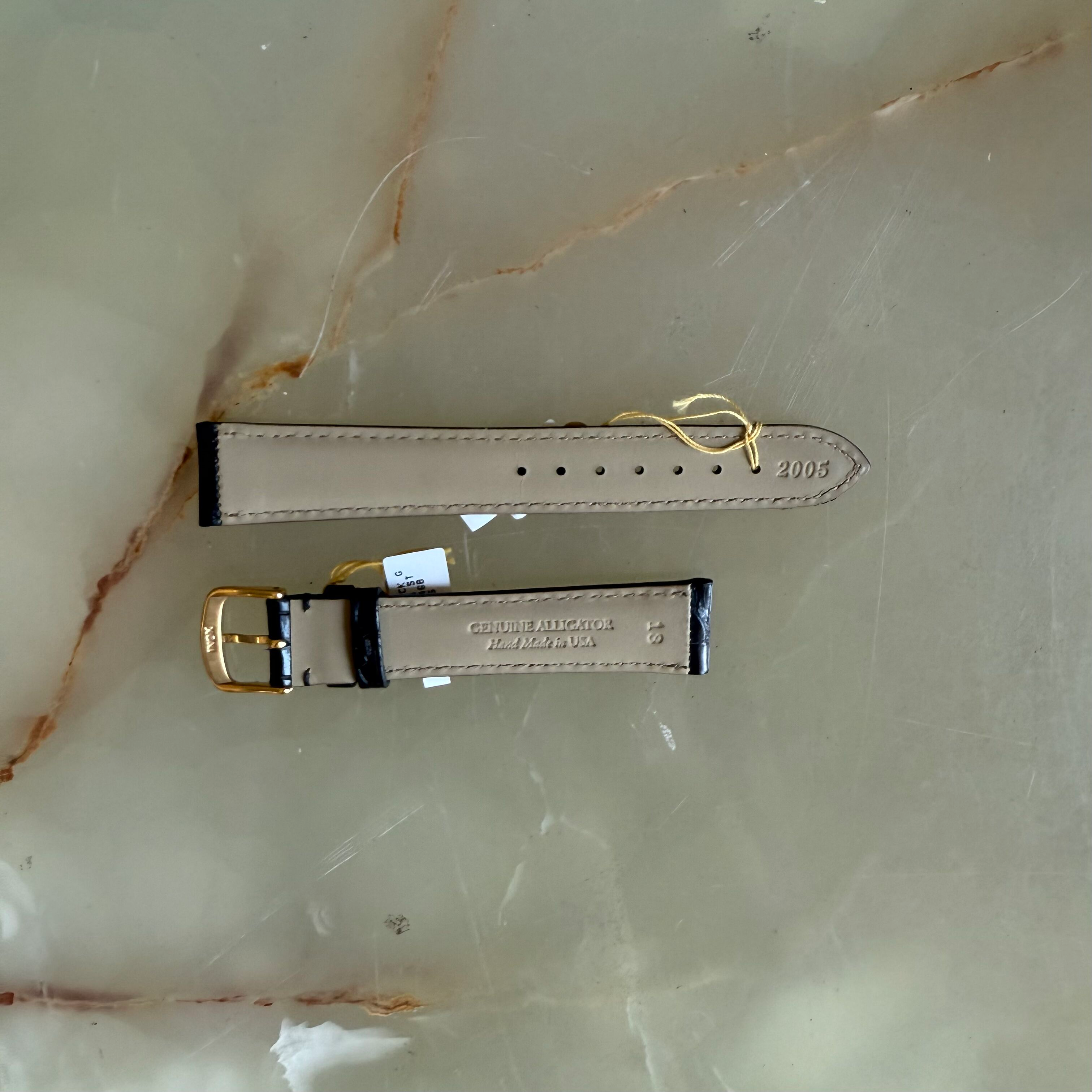 Genuine Alligator Watch Strap Band 18mm Padded & Stitched with Buckle
