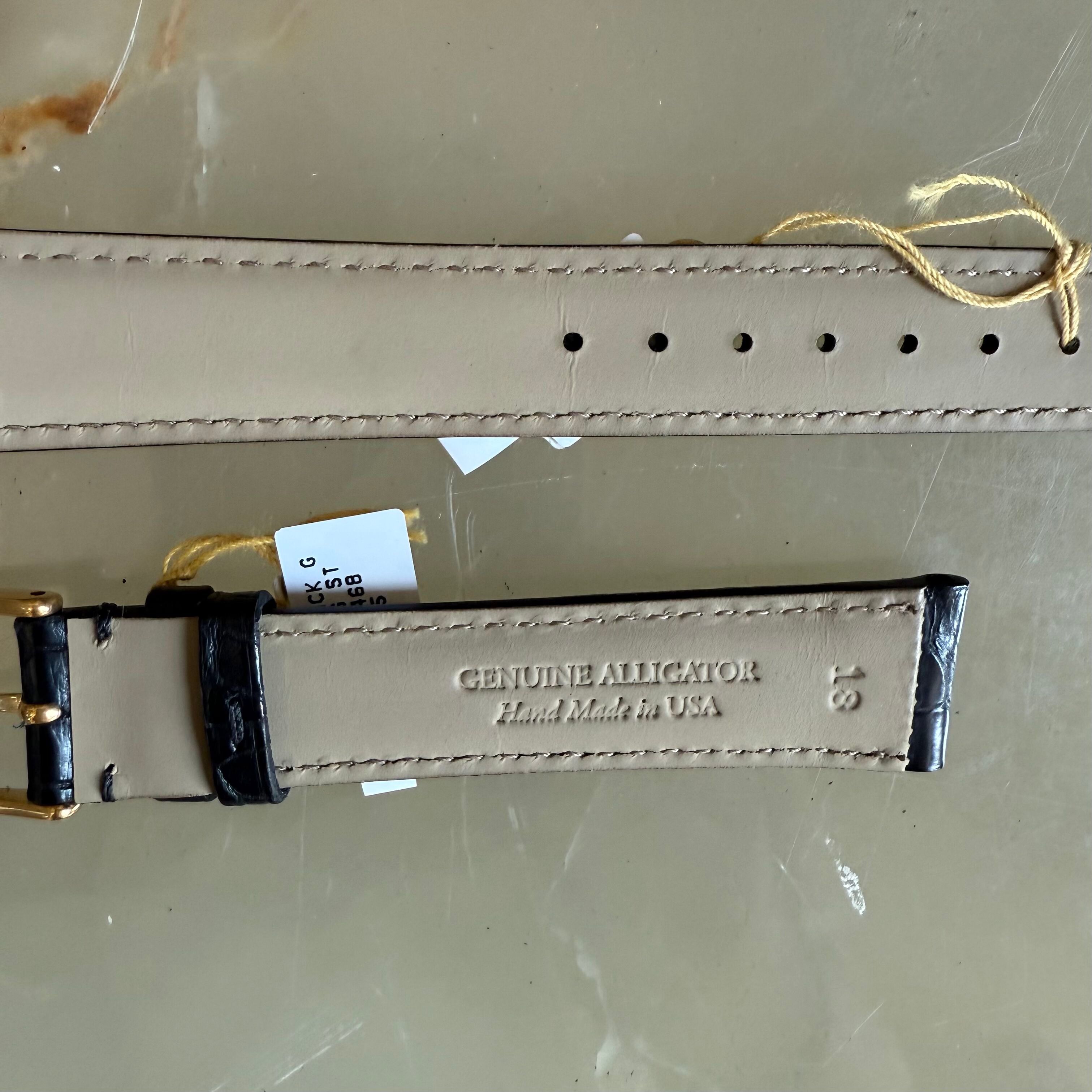 Genuine Alligator Watch Strap Band 18mm Padded & Stitched with Buckle