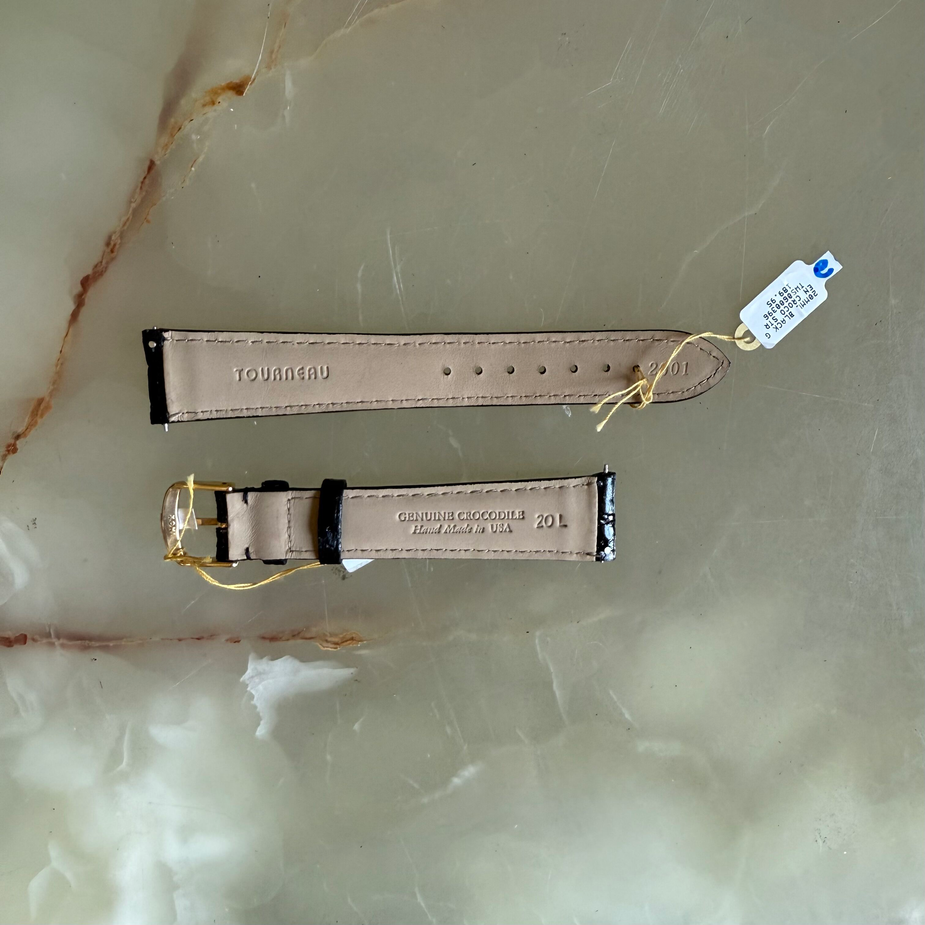 Genuine Alligator Watch Strap Band 20mm Padded & Stitched with Buckle