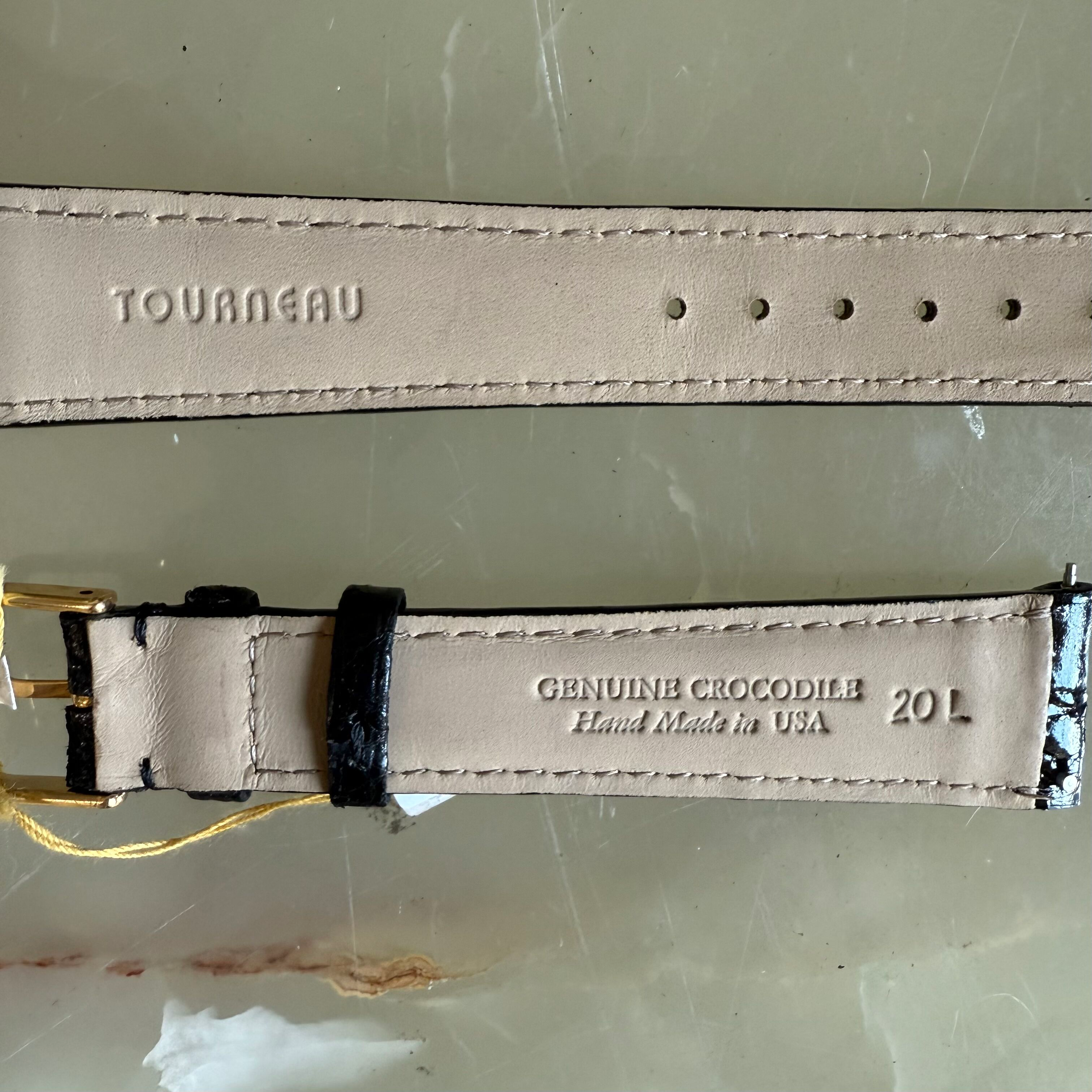 Genuine Alligator Watch Strap Band 20mm Padded & Stitched with Buckle