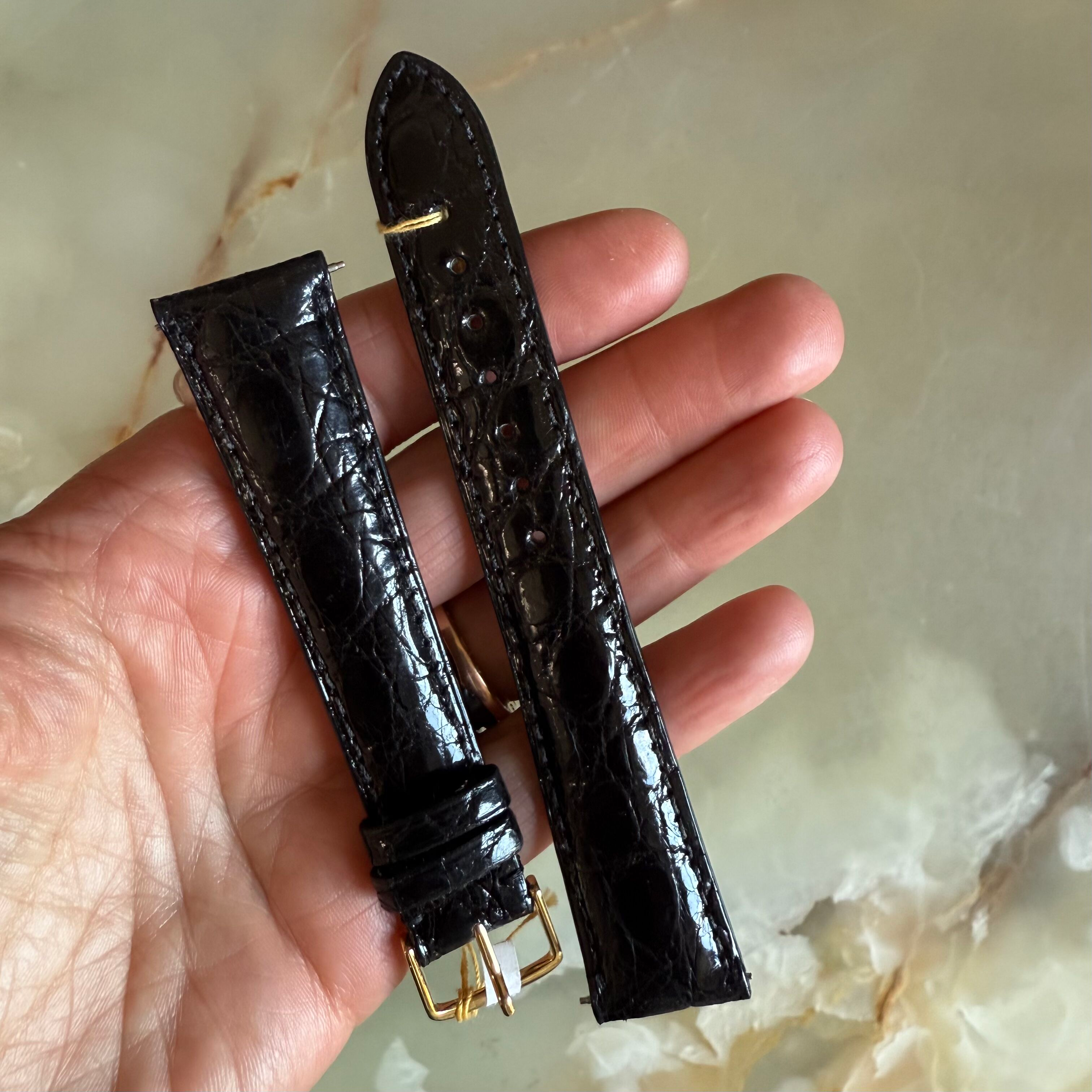Genuine Alligator Watch Strap Band 20mm Padded & Stitched with Buckle