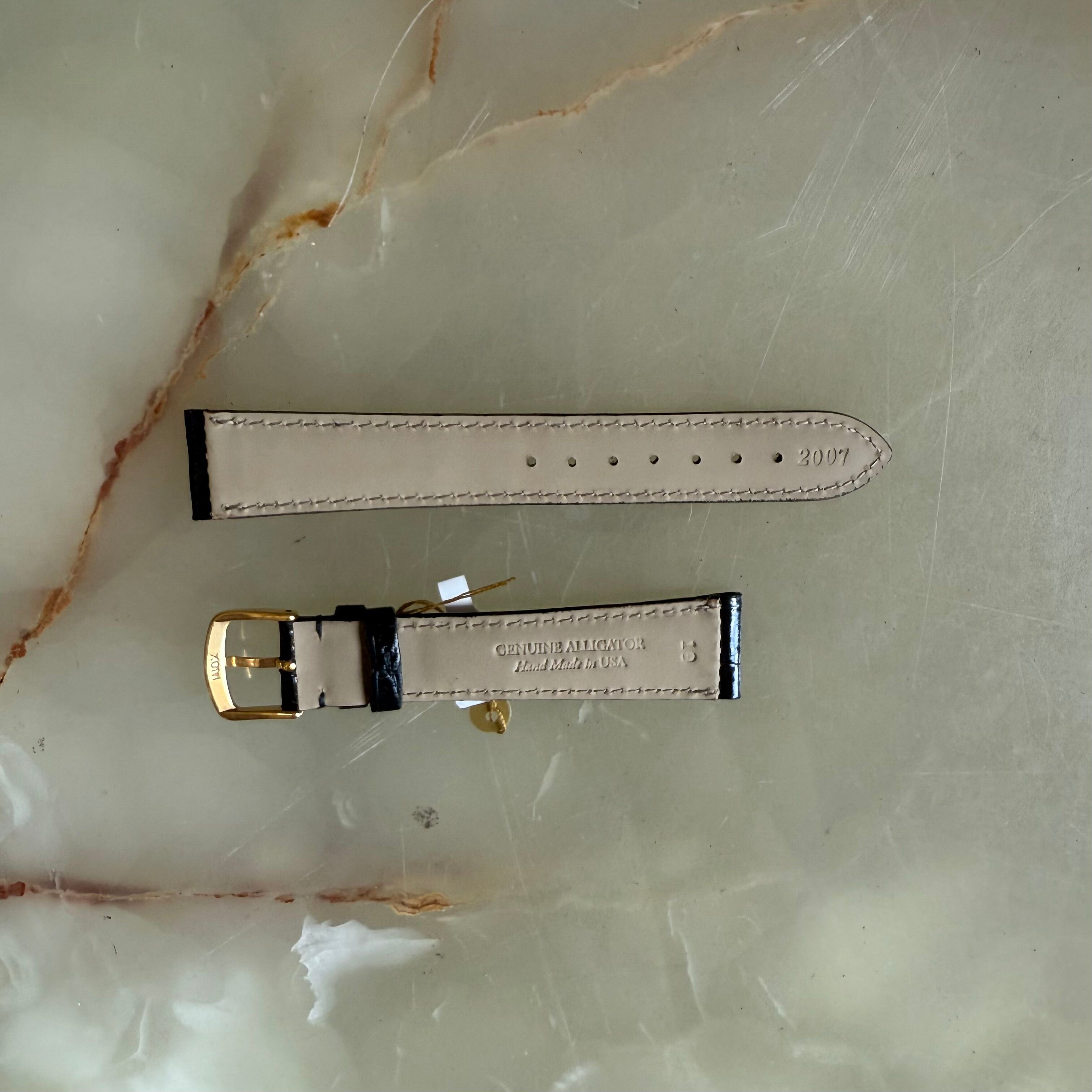 Genuine Alligator Watch Strap Band 19mm Padded & Stitched with Buckle