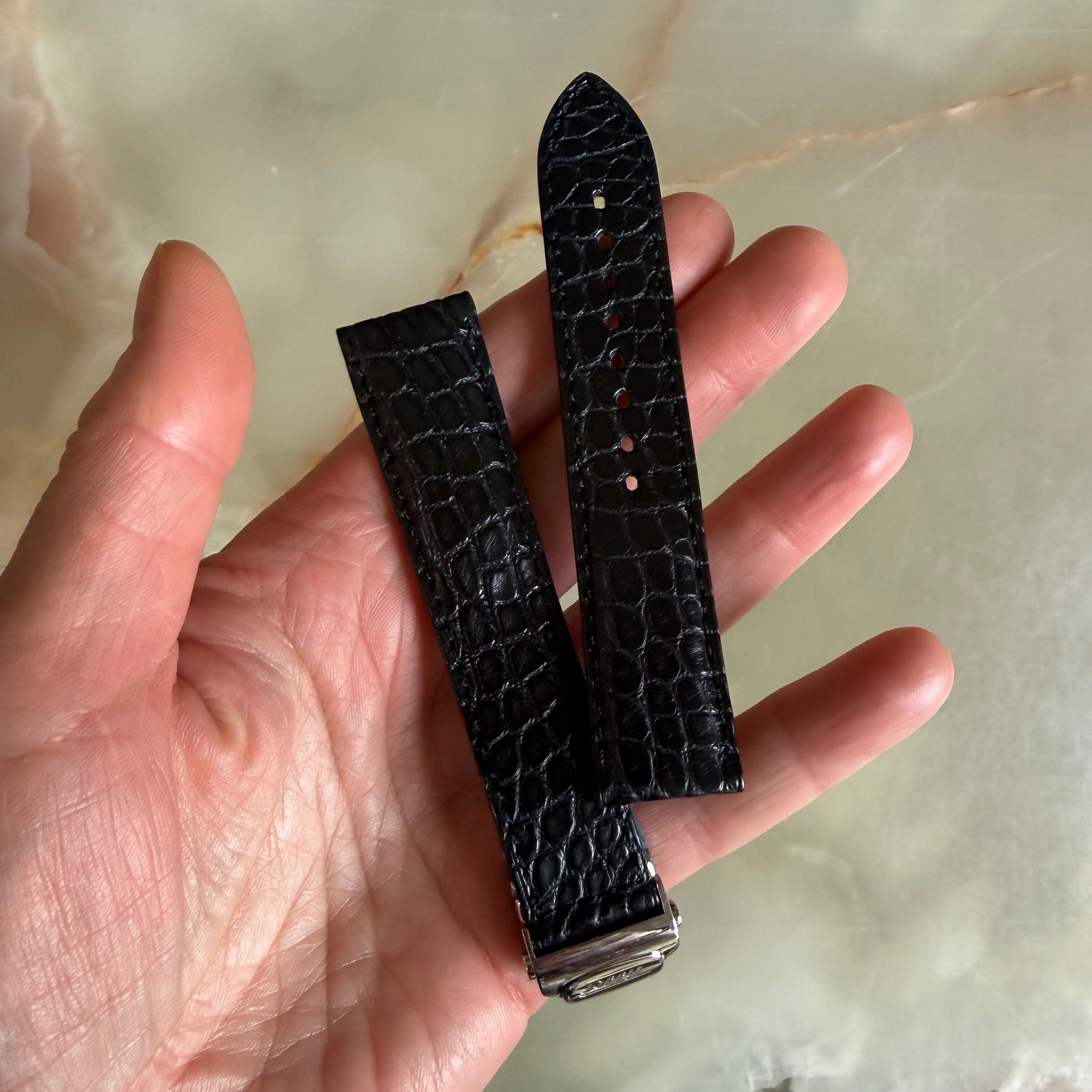 Authentic Tissot Black Alligator Watch Strap Band 20mm w Buckle