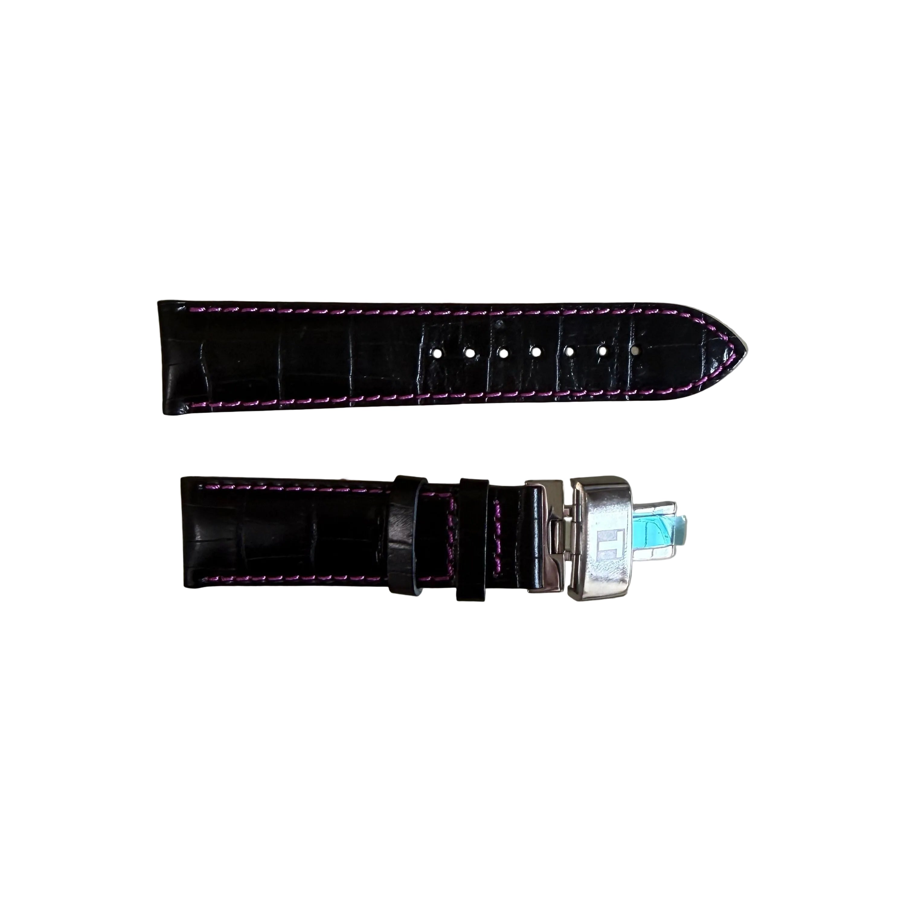 Authentic Tissot Black Leather Watch Strap Band 20mm with Buckle