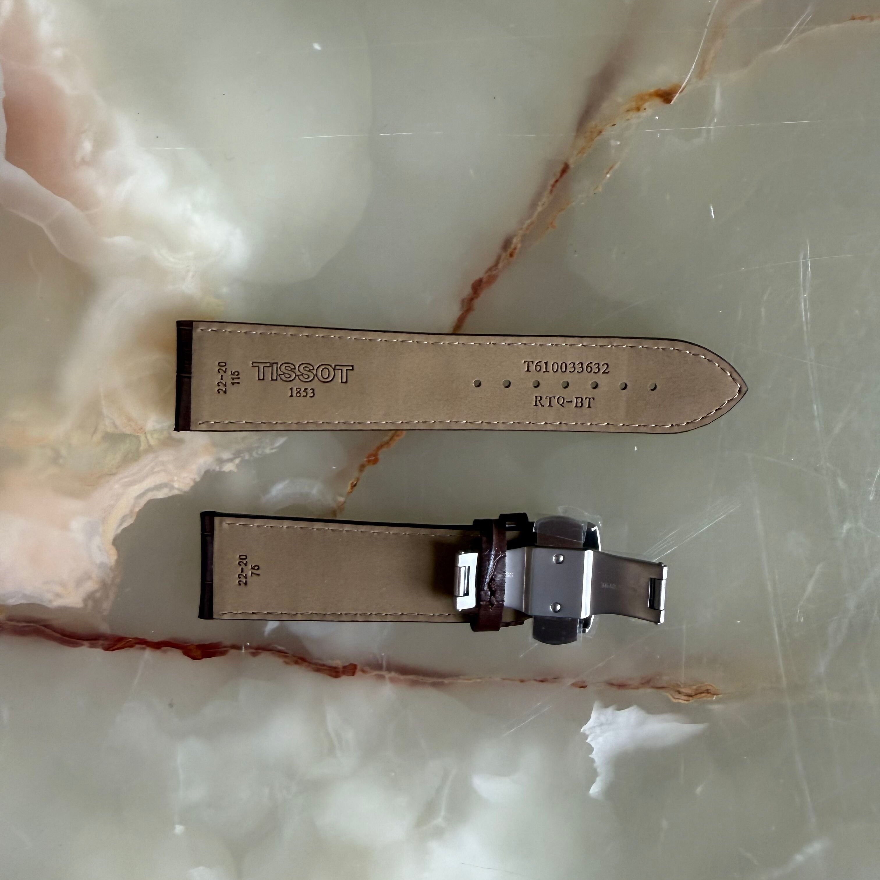 Authentic Tissot Brown Leather Watch Strap Band 22mm w Buckle T610033632