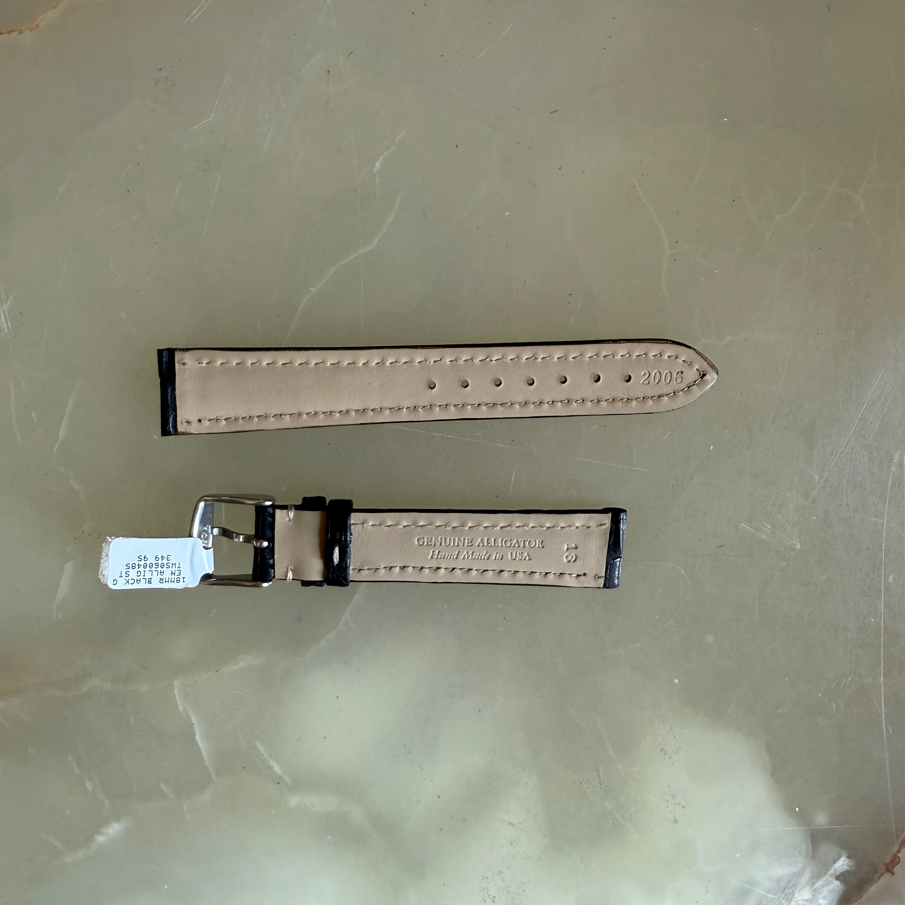Genuine Alligator Watch Strap Band 18mm Padded & Stitched with Buckle