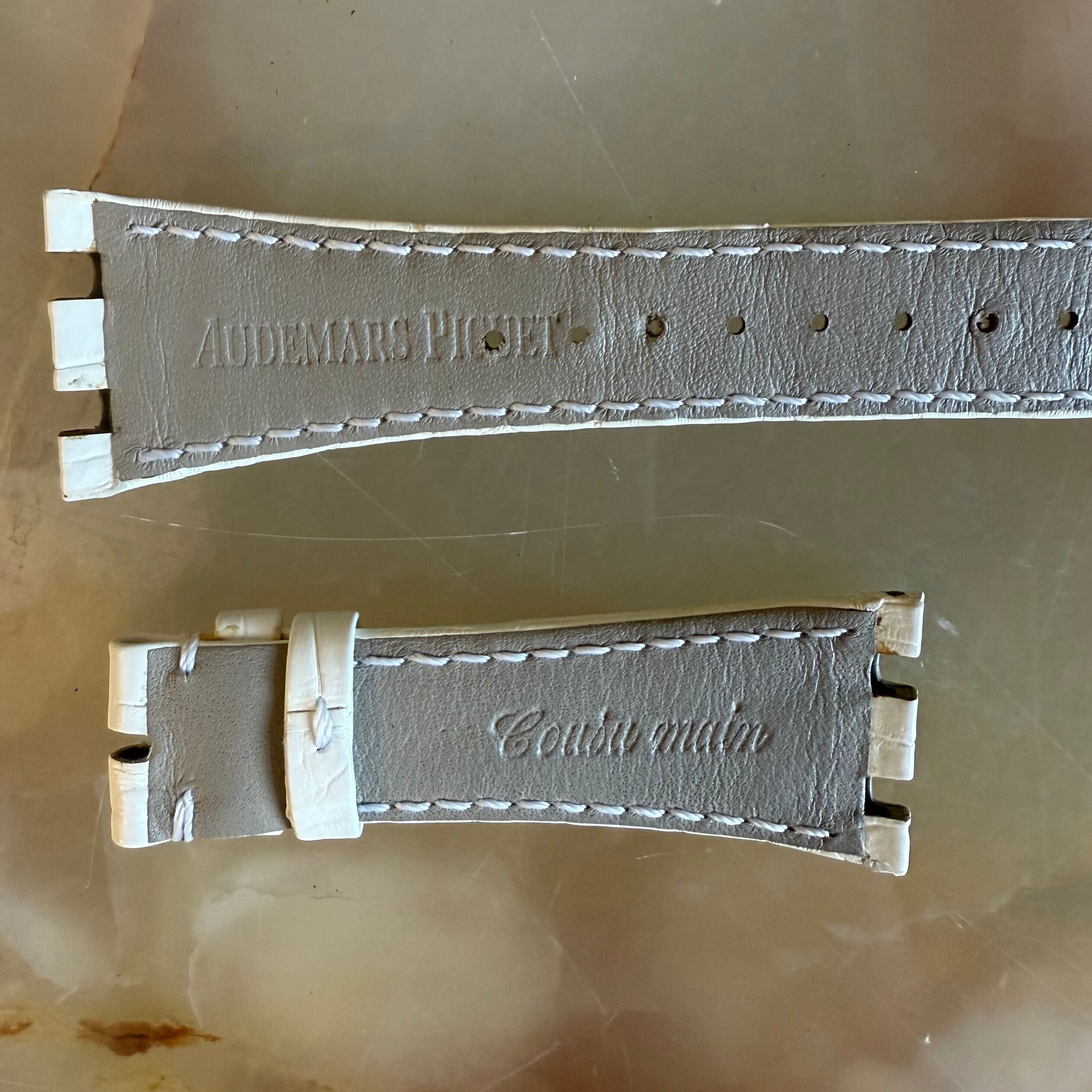 Authentic Audemars Piguet Royal Oak White Alligator Watch Strap Band 24mm