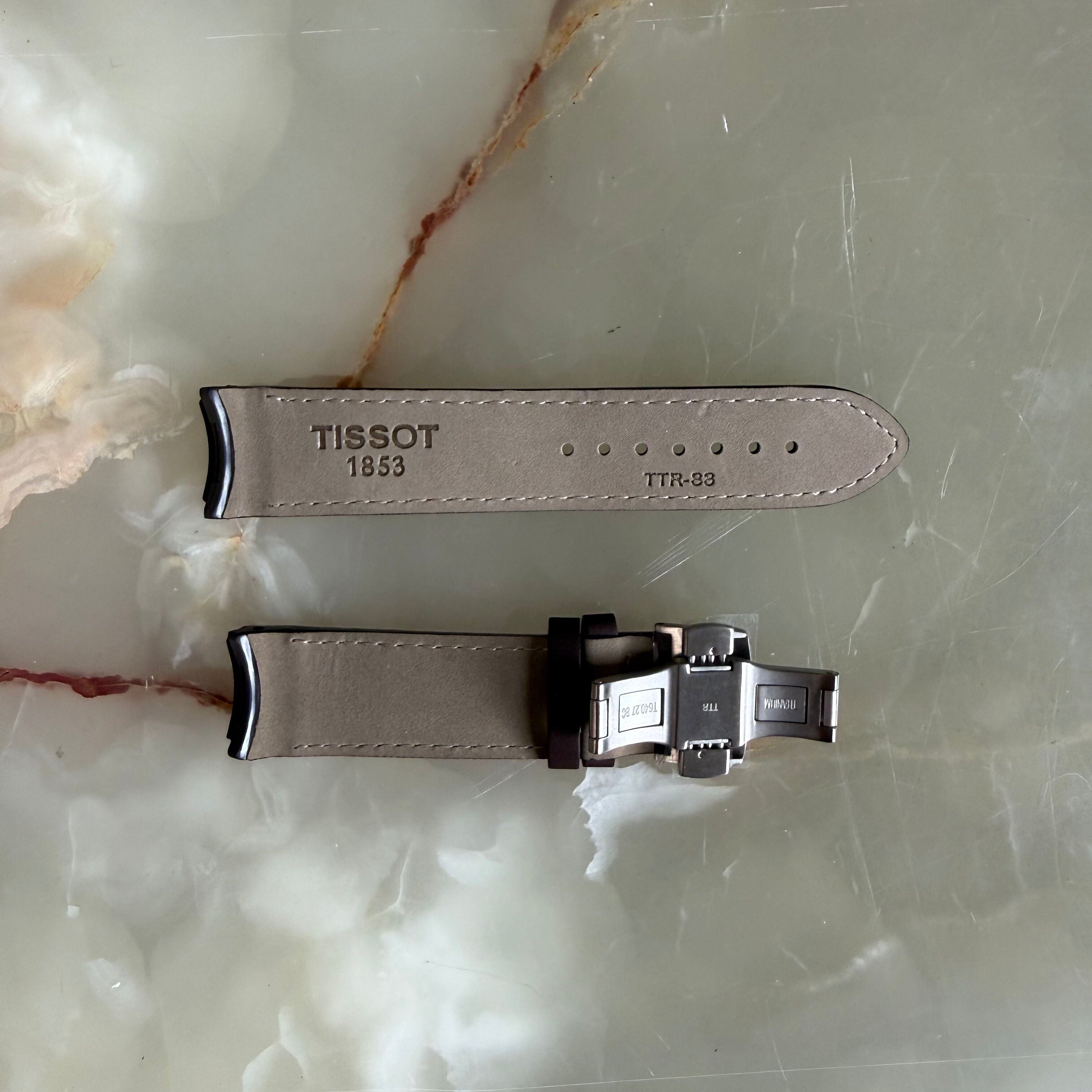 Authentic Tissot Brown Leather Watch Strap Band 21mm w Buckle TTR-33