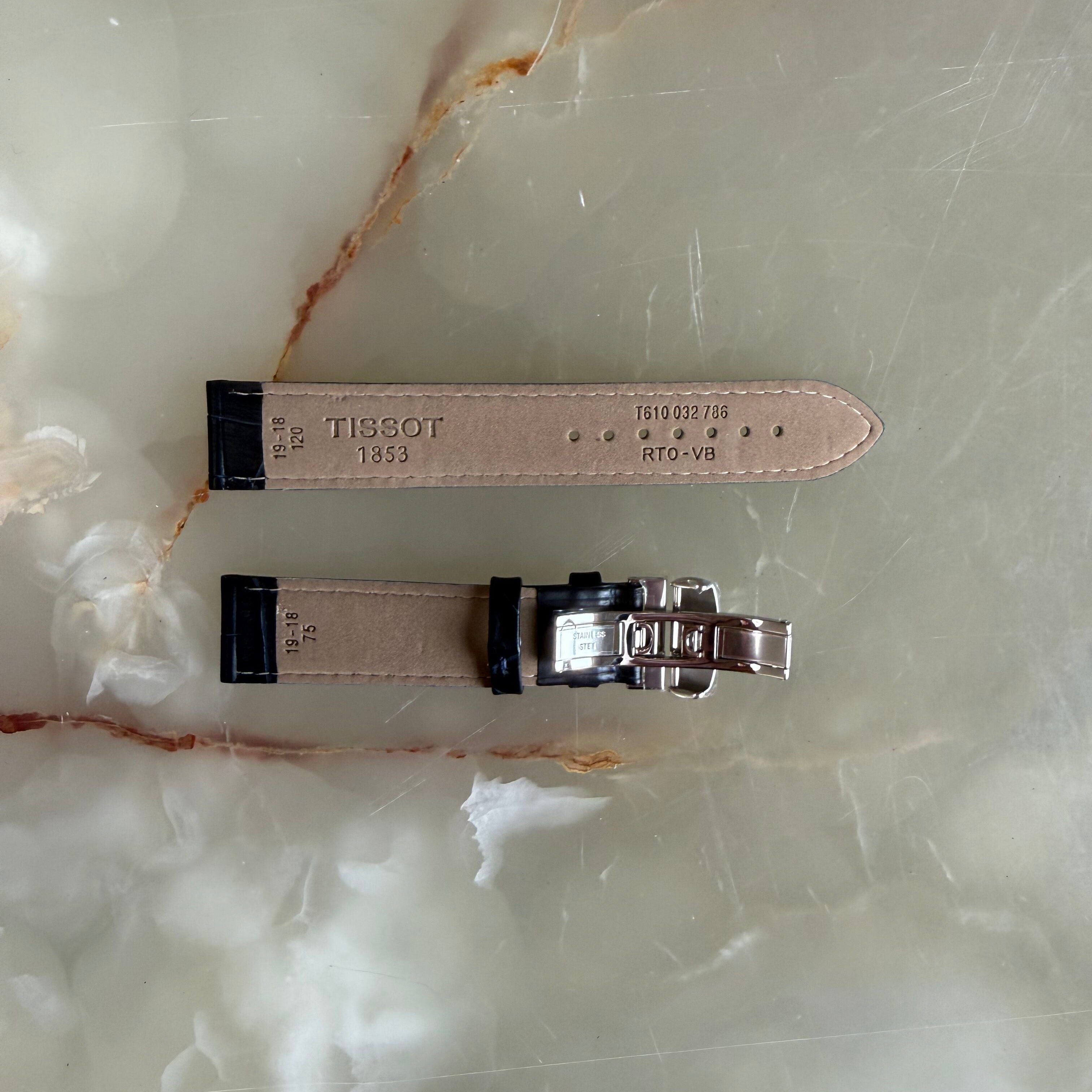 Authentic Tissot Blue Leather Watch Strap Band 19mm w Buckle T610032786