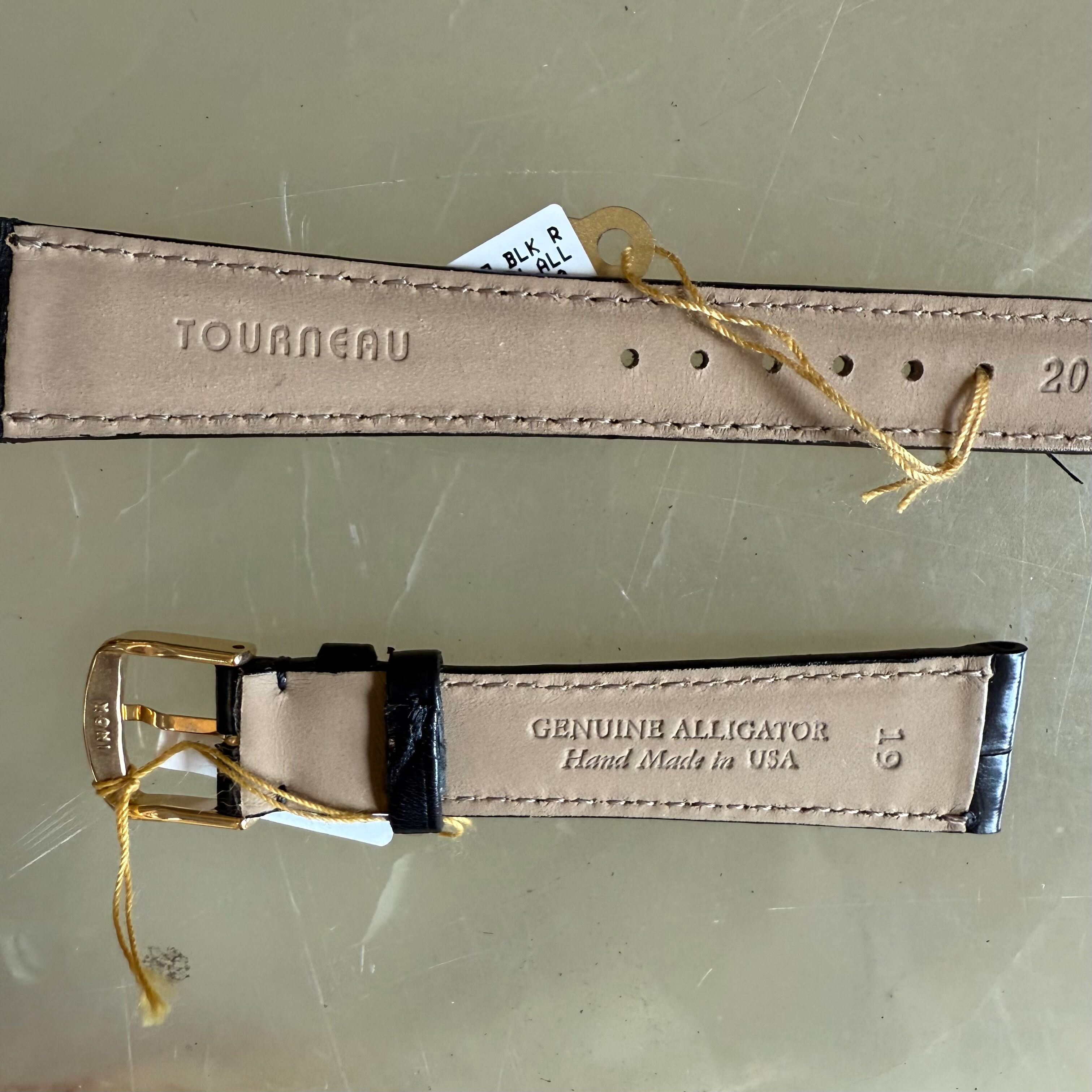 Genuine Alligator Watch Strap Band 19mm Padded & Stitched with Buckle