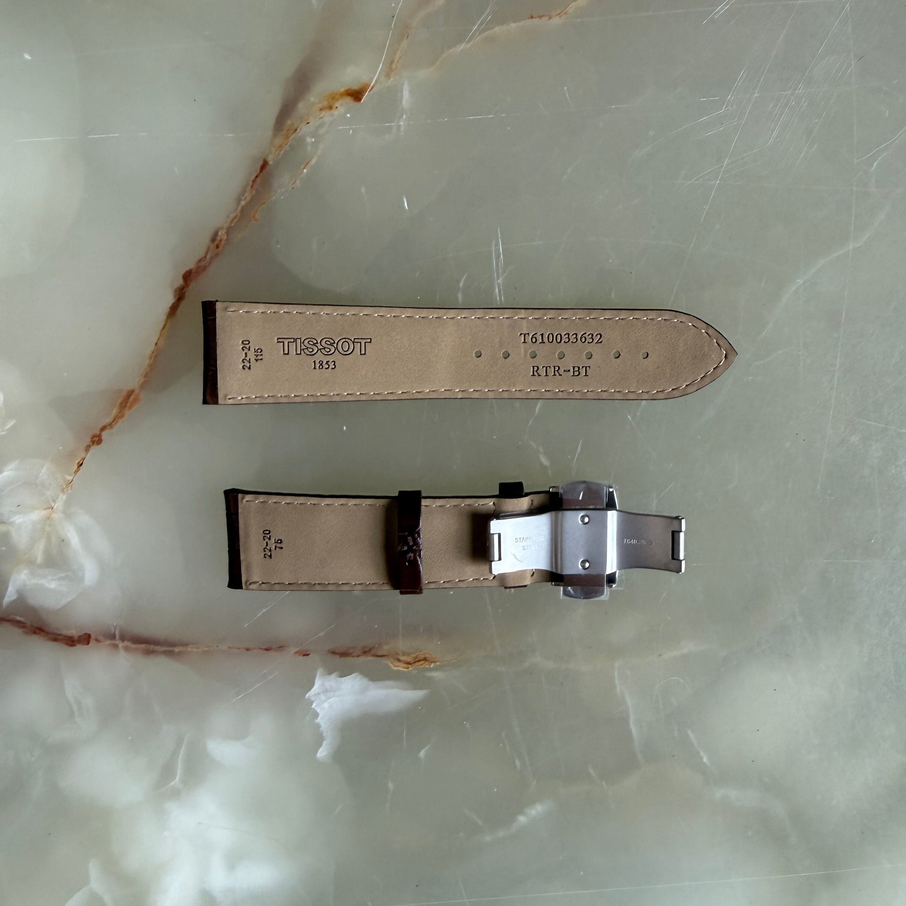 Authentic Tissot Brown Leather Watch Strap Band 22mm w Buckle T610033632