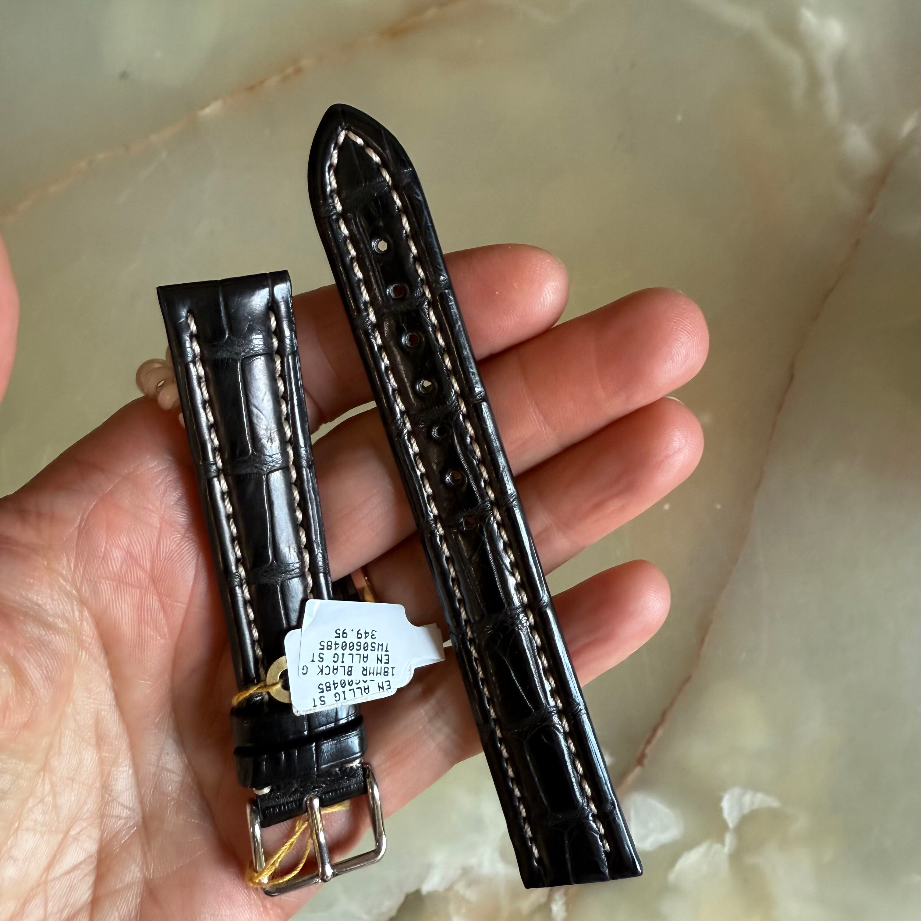 Genuine Alligator Watch Strap Band 18mm Padded & Stitched with Buckle