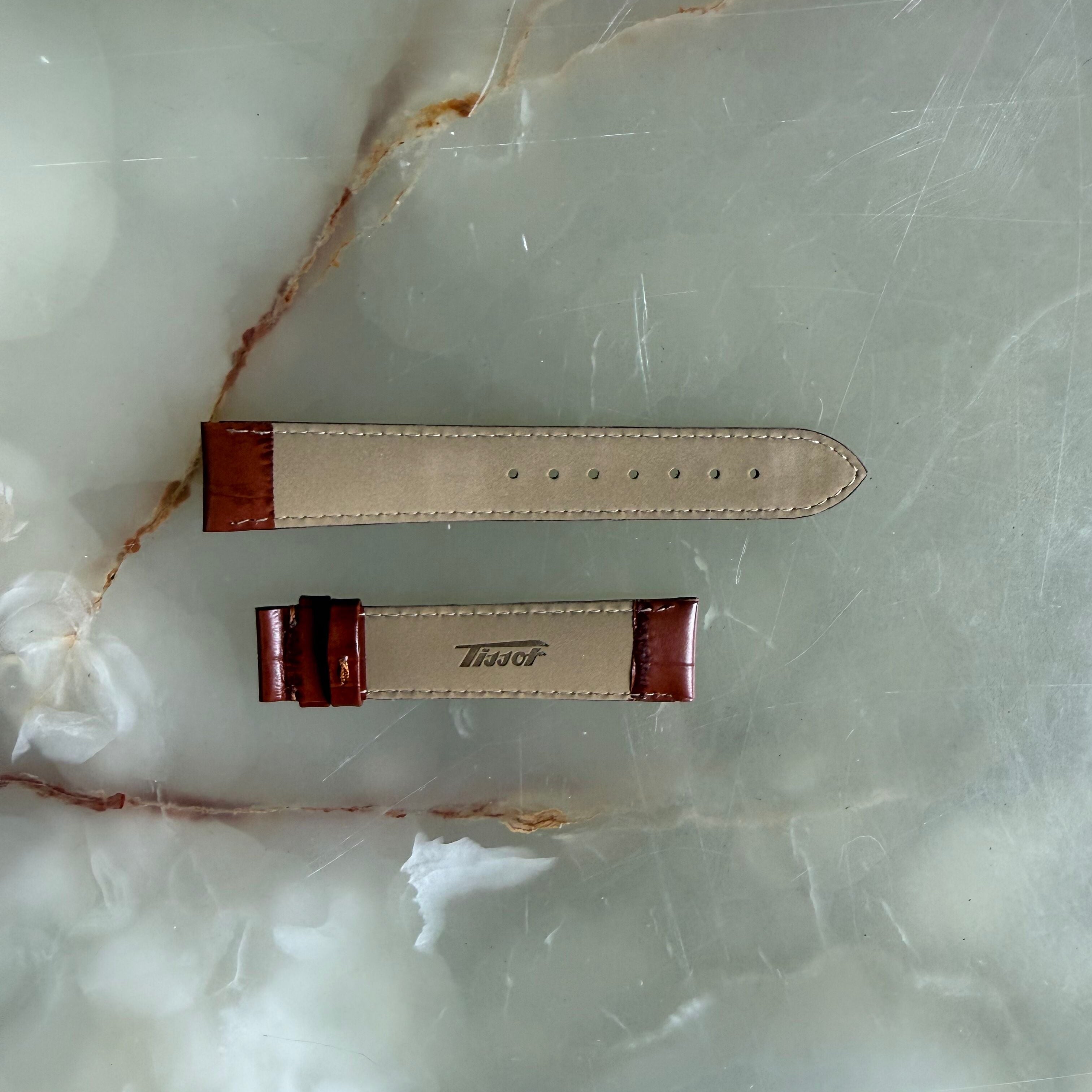 Authentic Tissot Brown Leather Watch Strap Band 18mm