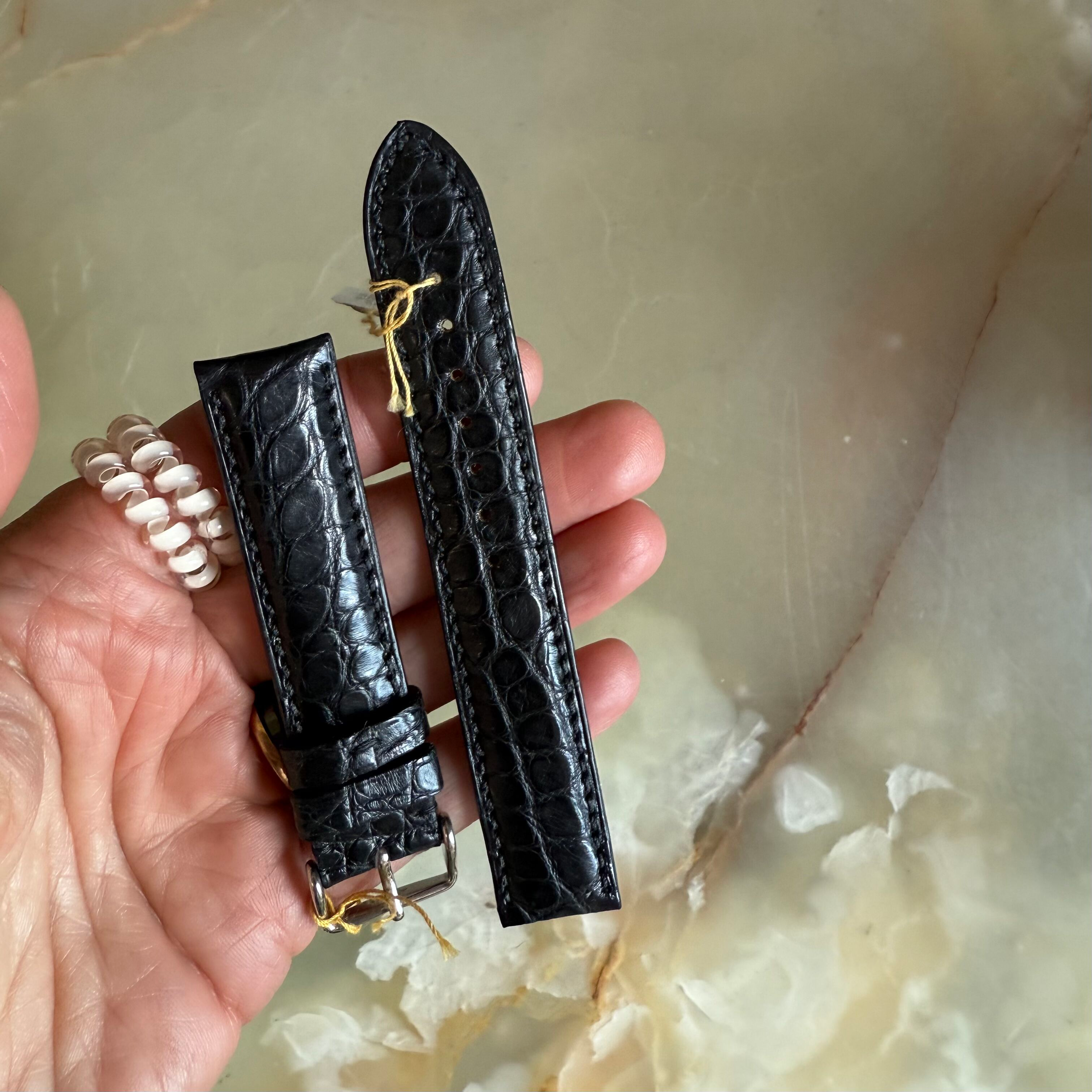 Genuine Alligator Watch Strap Band 18mm Padded & Stitched with Buckle