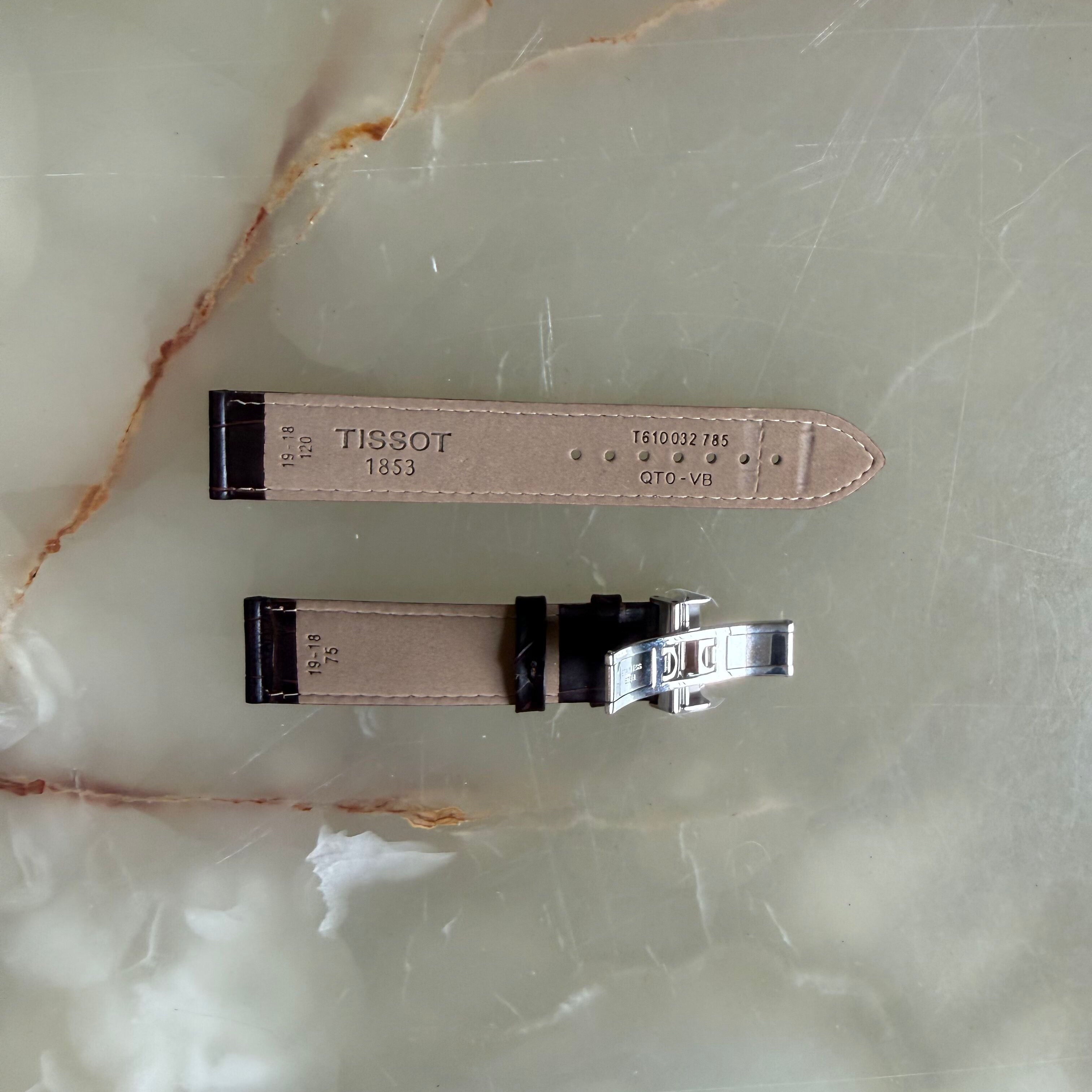 Authentic Tissot Brown Leather Watch Strap Band 19mm w Buckle T610032785