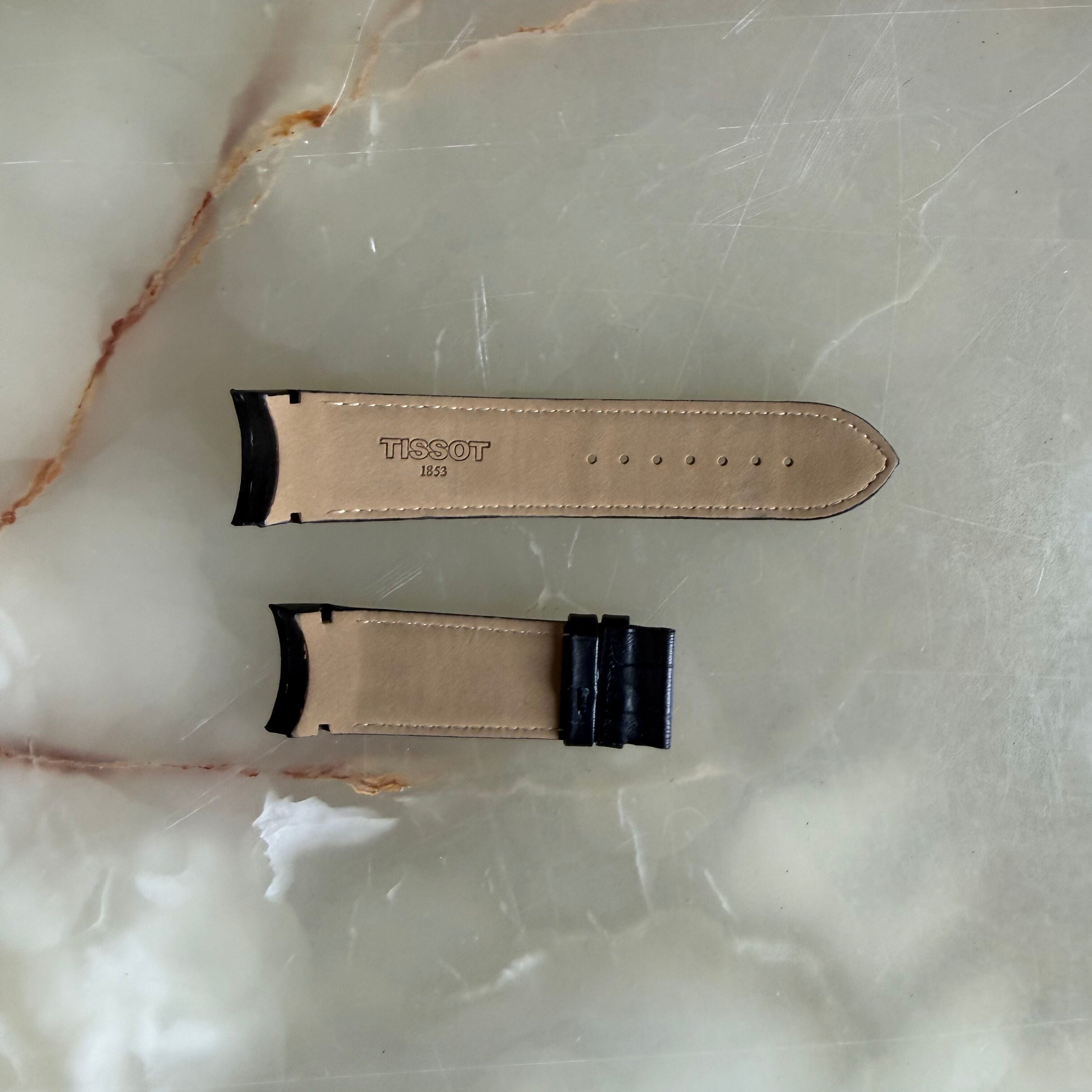 Authentic Tissot Black Leather Watch Strap Band 24mm